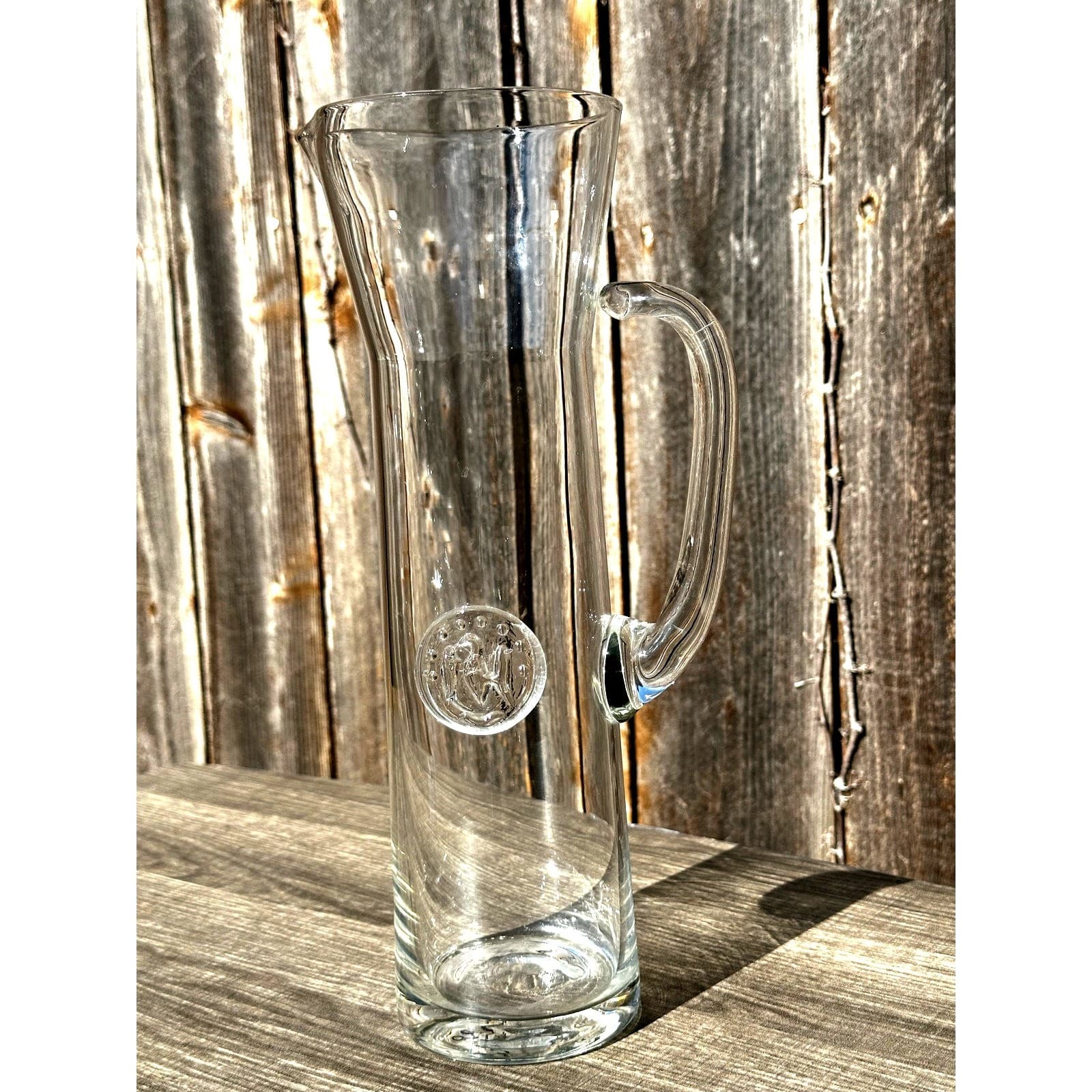 Modern 12" Art Glass Martini Pitcher Embellished with American Eagle Medallion - Thumbnail 5