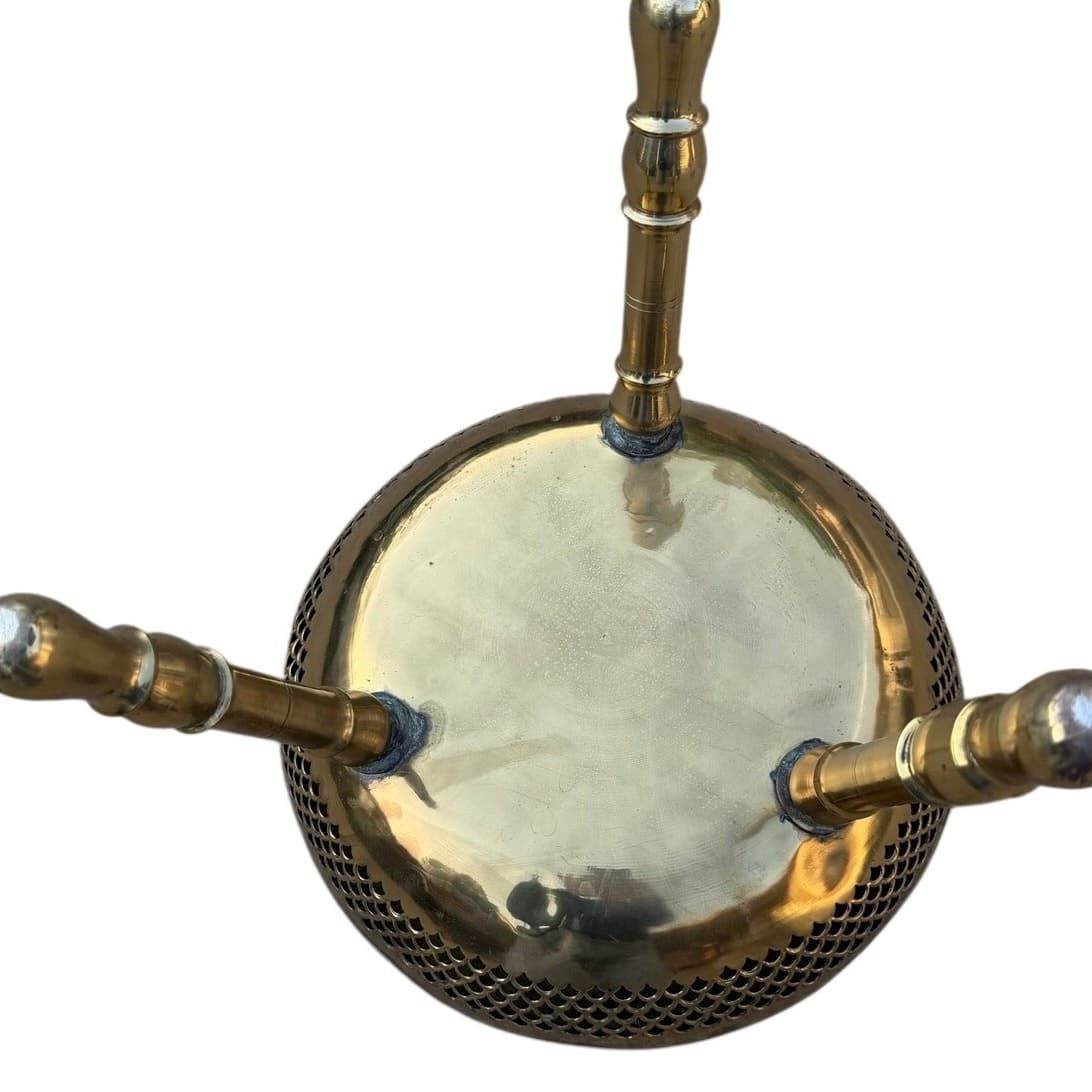 Turkish Moroccan Brass Foot Warmer Brazier 3-Leg 1960s Pierced Stool/Plant Stand - Thumbnail 12