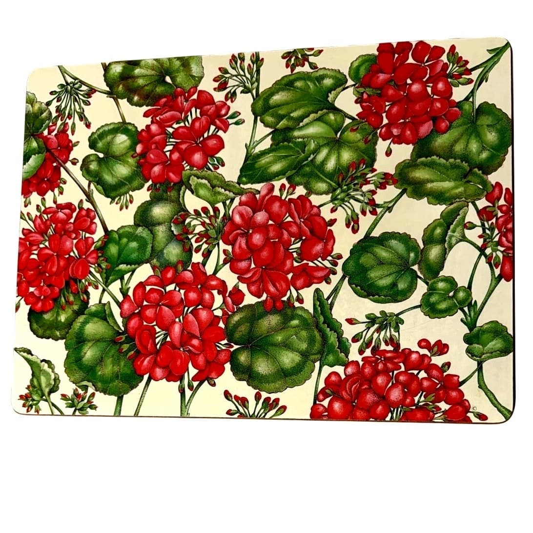 Pimpernel England Cork Back Geraniums (4) 15.75x11.75 Placemats & (4) Coasters - Thumbnail 6
