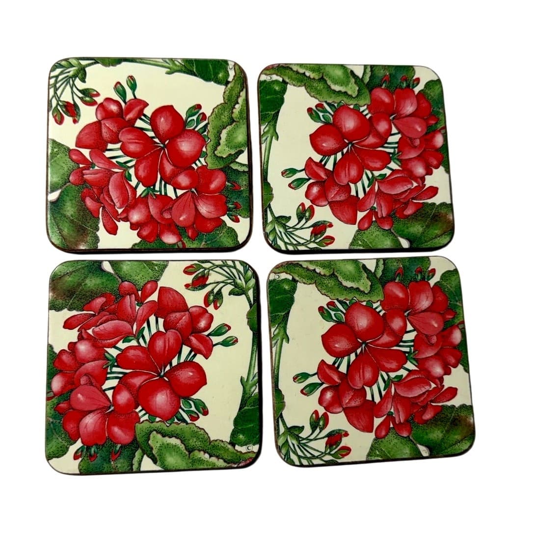 Pimpernel England Cork Back Geraniums (4) 15.75x11.75 Placemats & (4) Coasters - Thumbnail 5