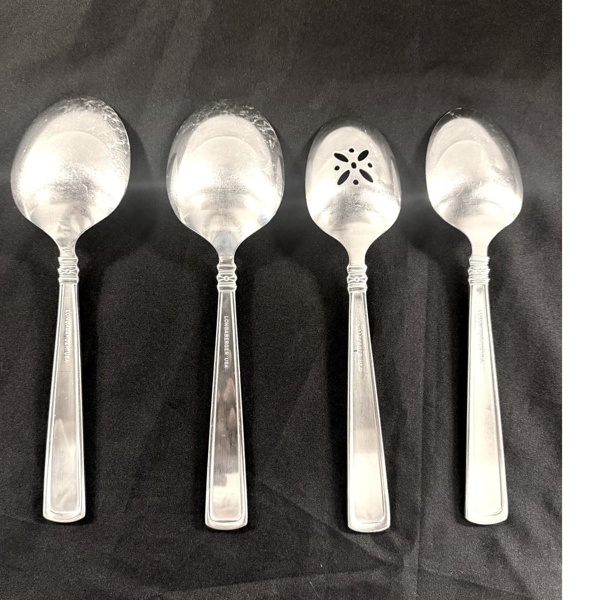 Longaberger 2002-2018 'Woven Traditions' Stainless Serving Spoons Retired-Set 4 - Thumbnail 2