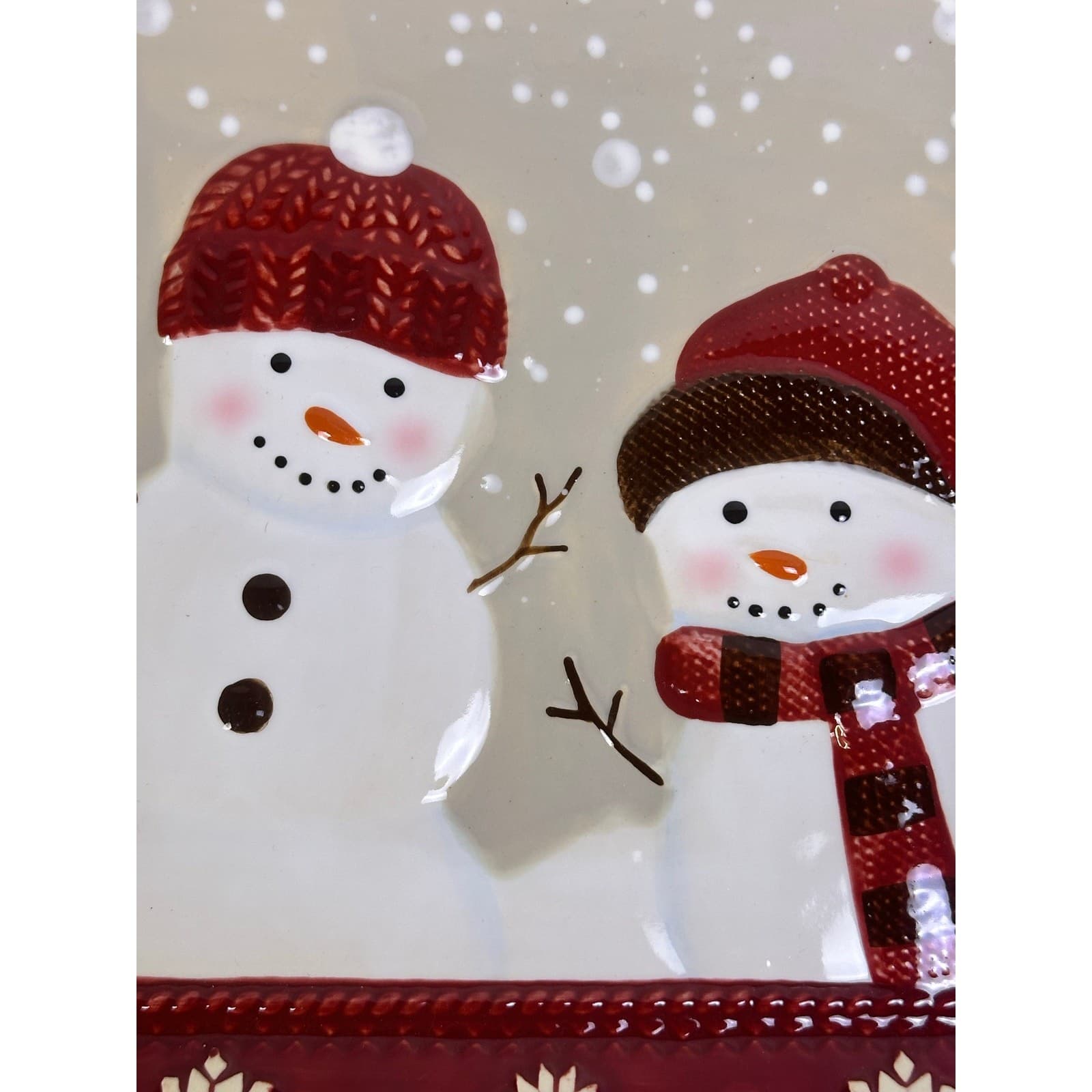 St. Nicholas Square 'Warm Wishes' 9.25" Stoneware Snowman Salad Plate-Excellent - Thumbnail 2