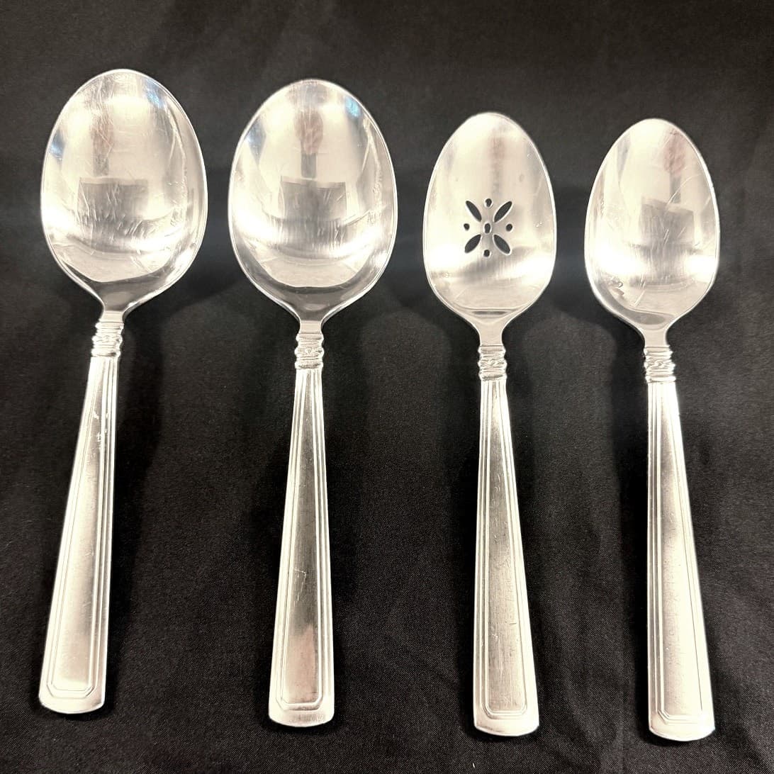 Longaberger 2002-2018 'Woven Traditions' Stainless Serving Spoons Retired-Set 4 - Thumbnail 3