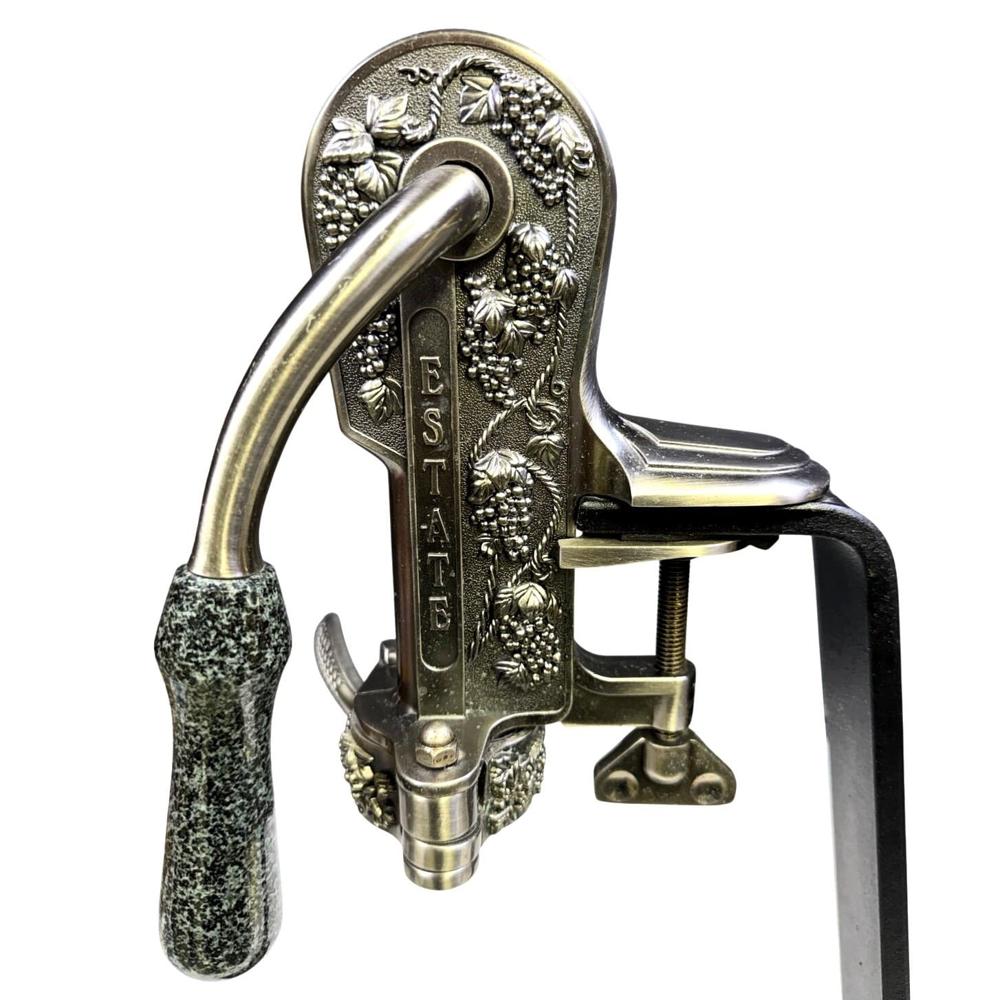 Rogar Estate Wine Opener Lever Corkscrew w/ Granite Base – Grape Design Bar Tool - Thumbnail 4