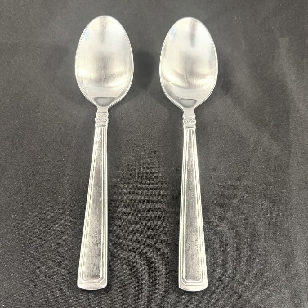 Longaberger 2002-2018 'Woven Traditions' Stainless Soup Spoons Retired-Set of 2 - Thumbnail 2