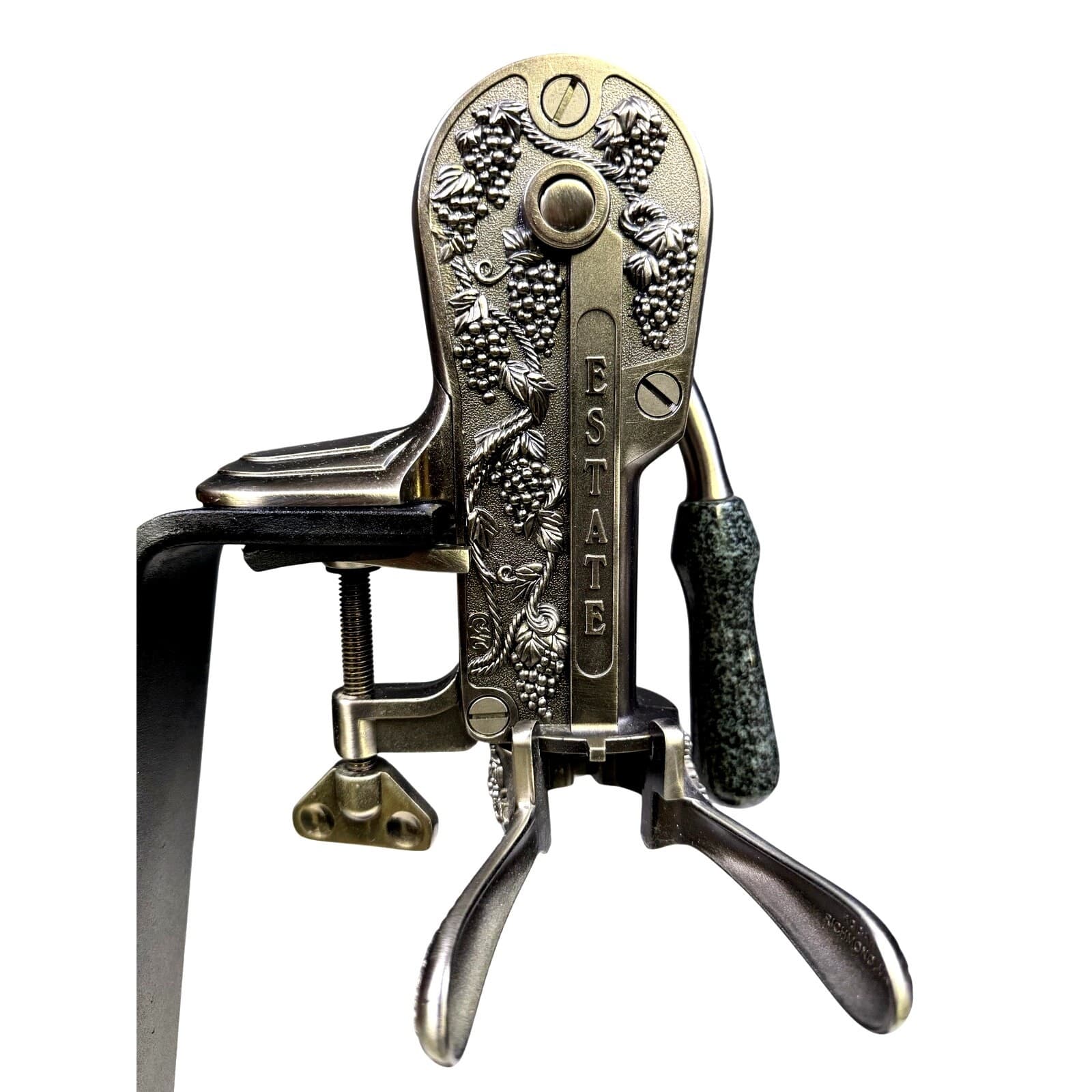 Rogar Estate Wine Opener Lever Corkscrew w/ Granite Base – Grape Design Bar Tool - Thumbnail 2