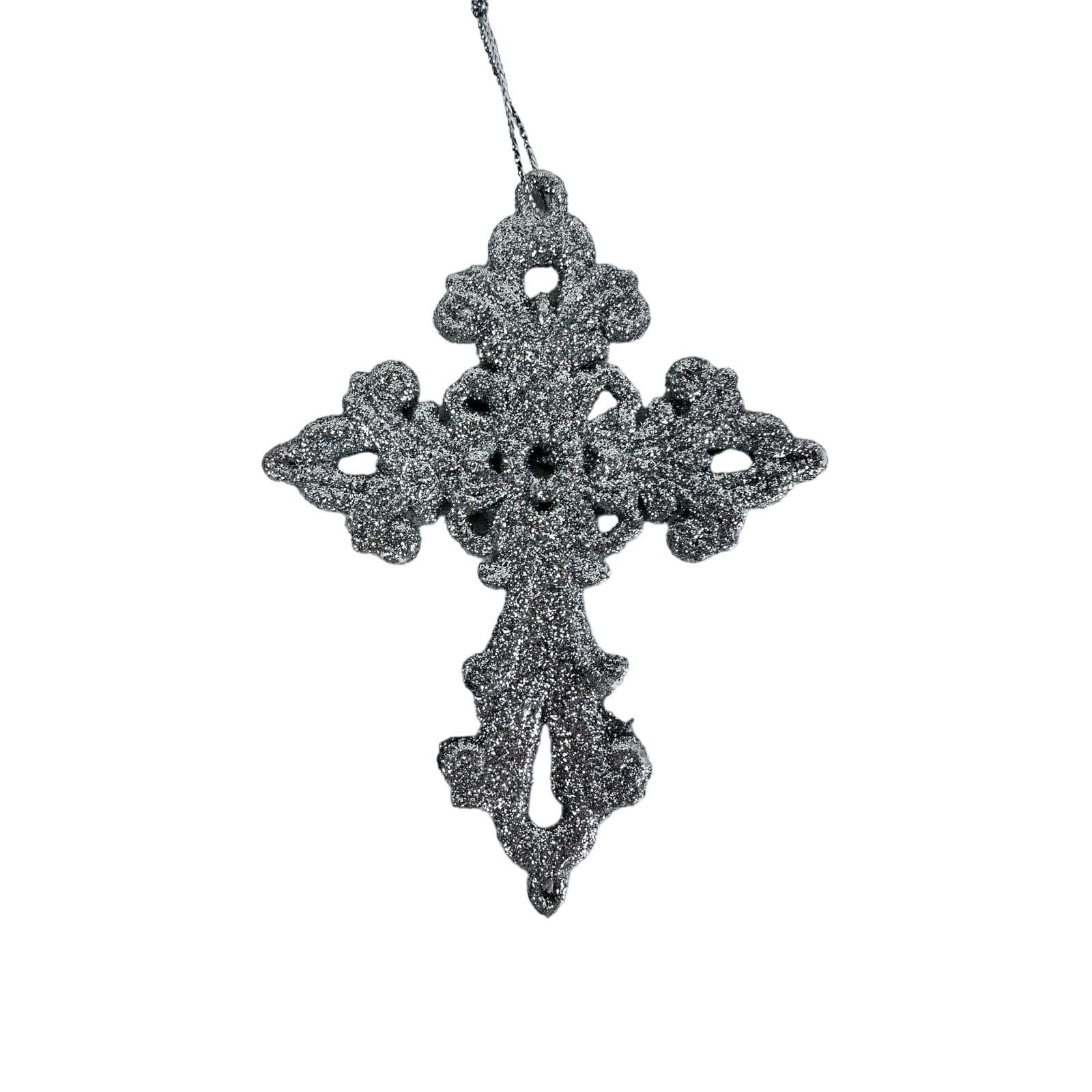 Lot of 3 Silver Sparkle Christmas Tree Ornaments, Beautiful - Thumbnail 3