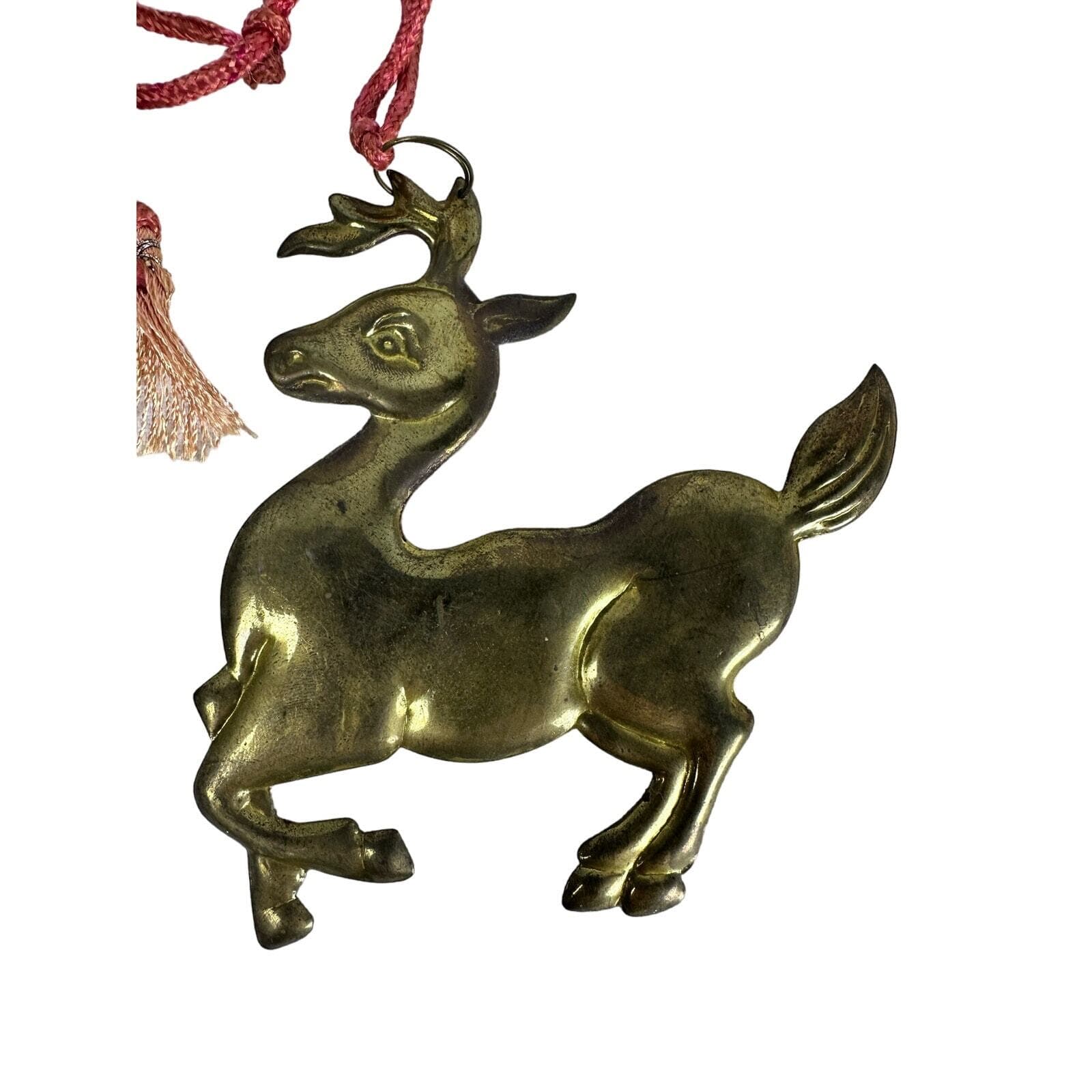 Lot of 4 Various Reindeer Christmas Ornaments in Brass, Plastic & Ceramic VG - Thumbnail 2