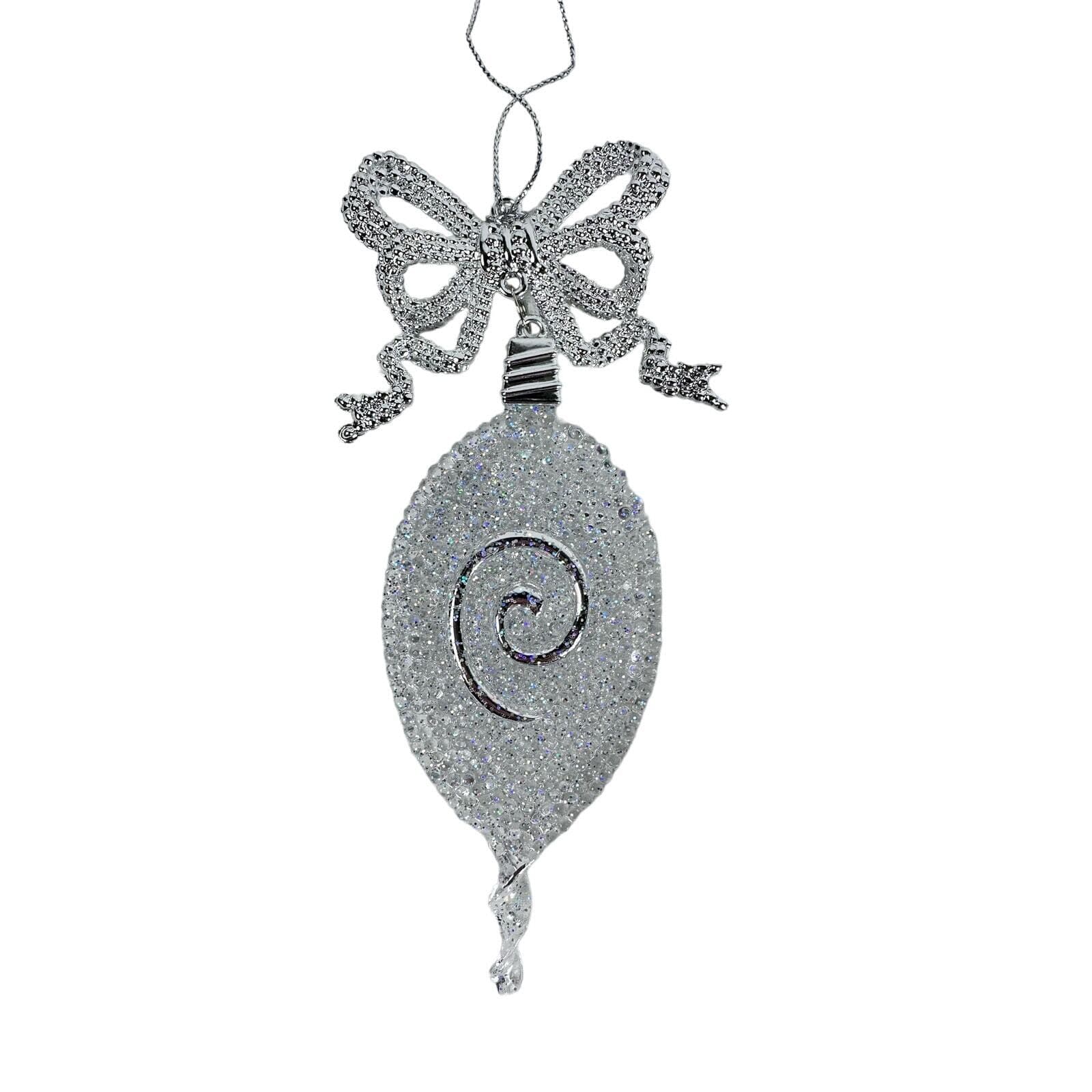 Lot of 3 Silver Sparkle Christmas Tree Ornaments, Beautiful - Thumbnail 2