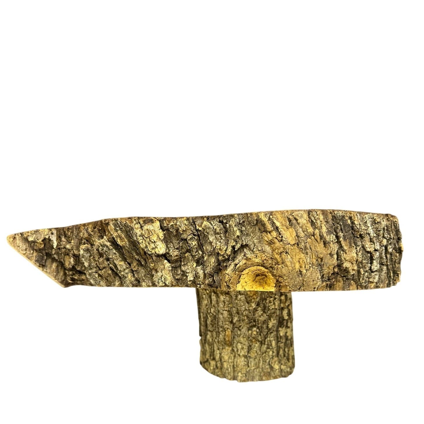 Unique Log Slab Pedestal Natural Wood 5.75" Cake Stand w/Rustic Bark Edge Accent - Thumbnail 5