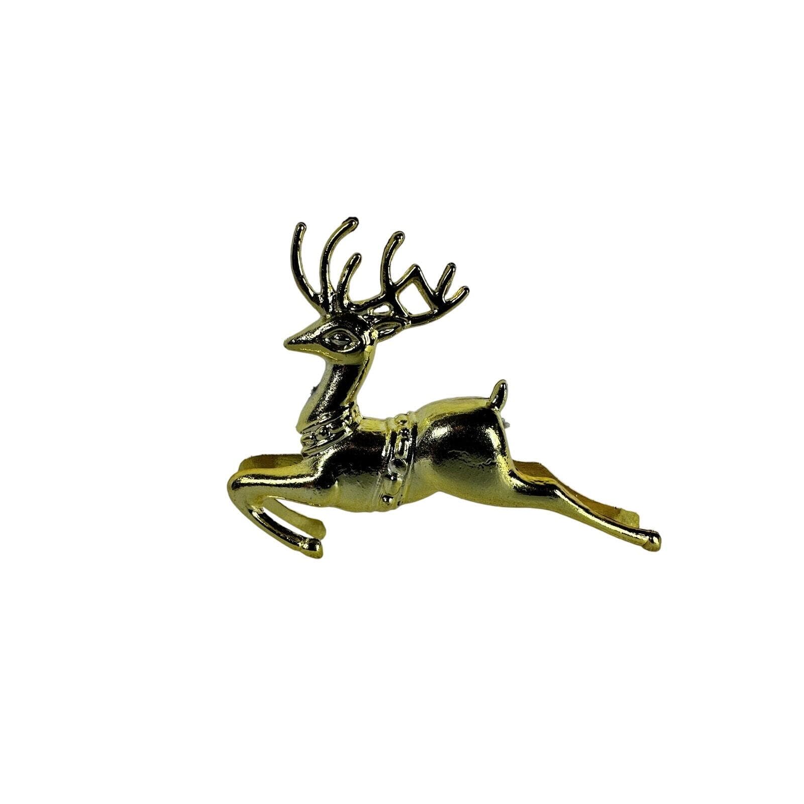 Lot of 4 Various Reindeer Christmas Ornaments in Brass, Plastic & Ceramic VG - Thumbnail 4