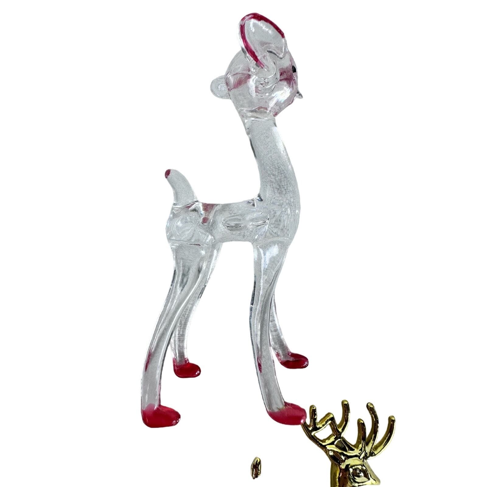 Lot of 4 Various Reindeer Christmas Ornaments in Brass, Plastic & Ceramic VG - Thumbnail 9