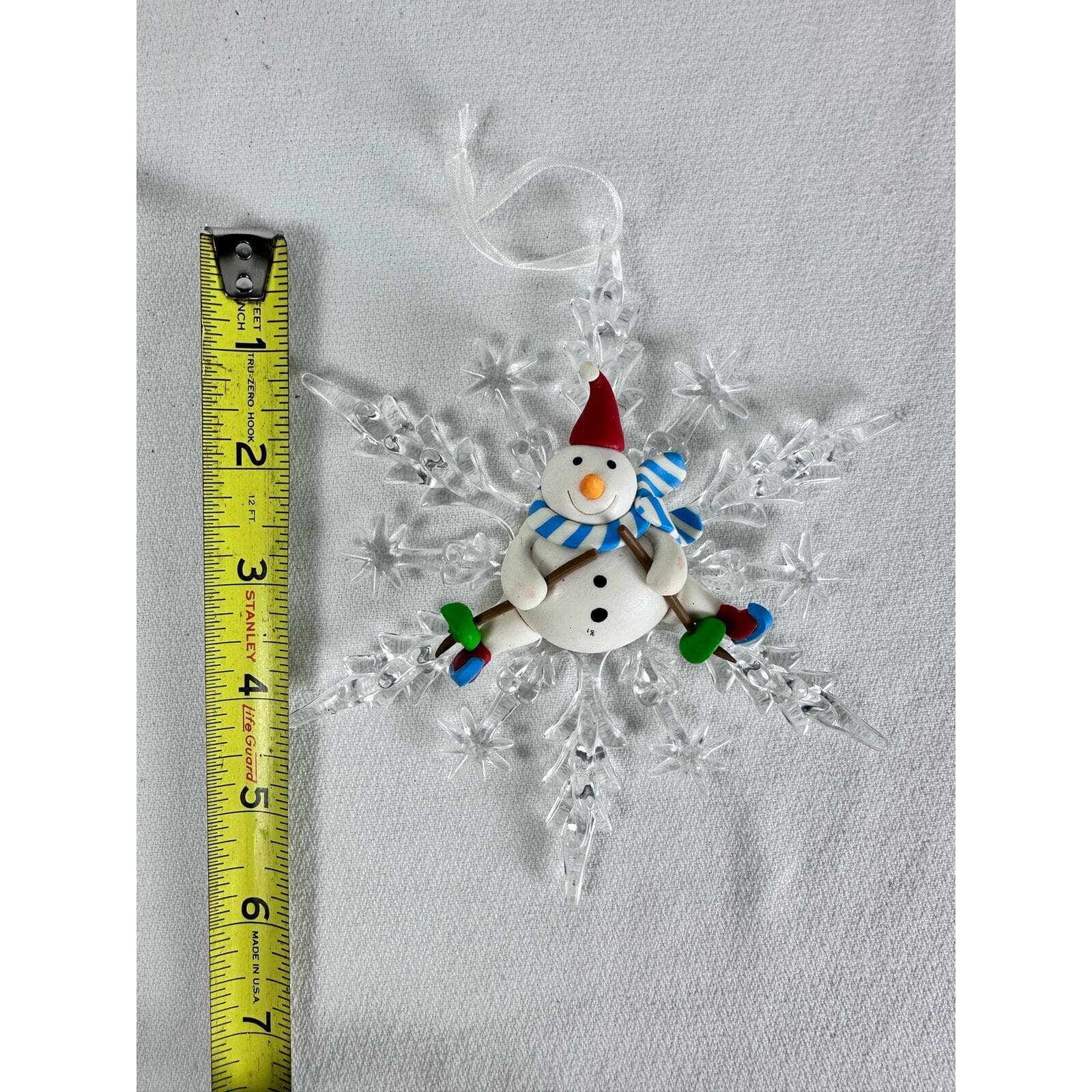 Set of 2 Skiing Snowman on a Clear Snowflake Christmas Ornaments - Thumbnail 7