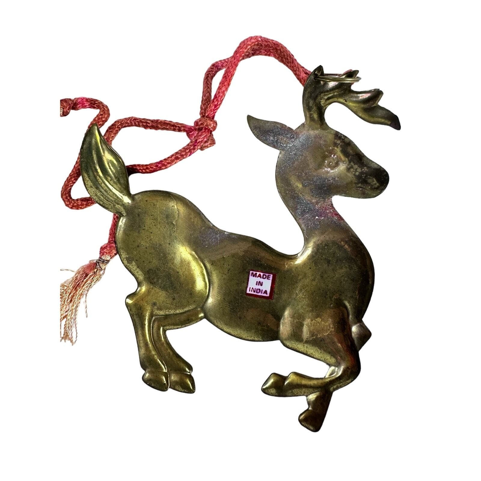 Lot of 4 Various Reindeer Christmas Ornaments in Brass, Plastic & Ceramic VG - Thumbnail 7