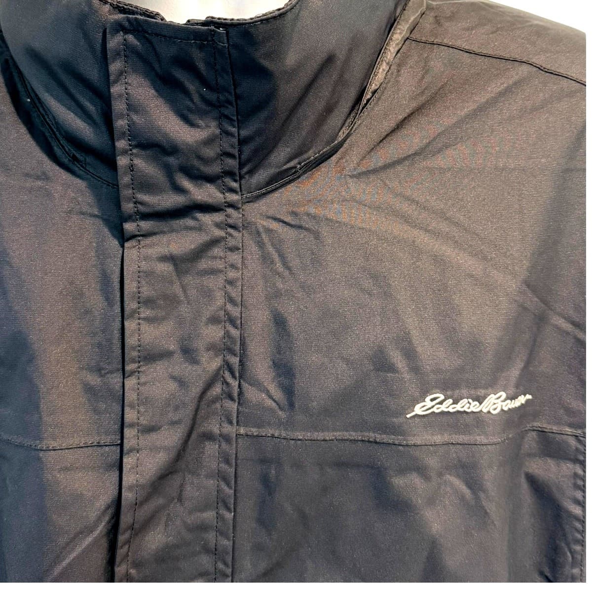 Eddie Bauer WeatherEdge Rain Jacket Mens T2XL Tall Black Waterproof Hooded Coat - Thumbnail 2