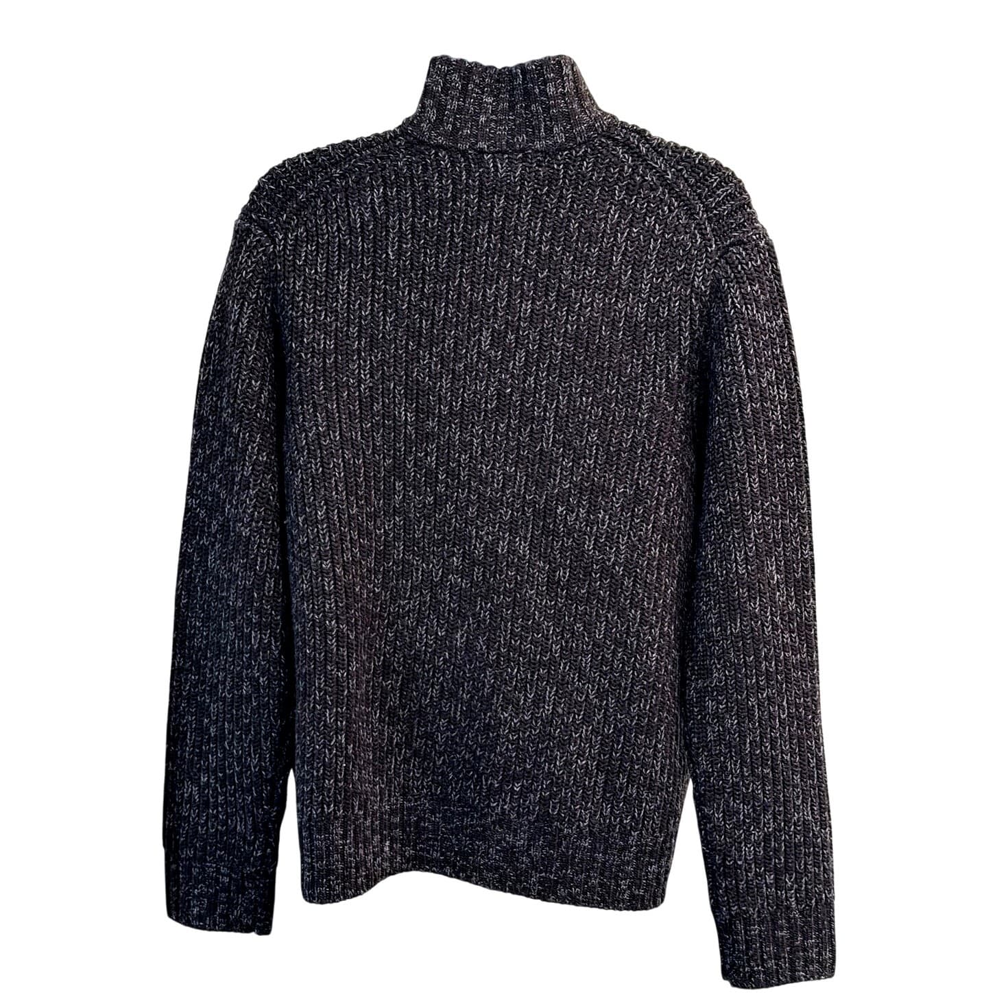 Banana Republic Large Italian Merino Wool Full Zip Mock Neck Sweater Charcoal - Thumbnail 2