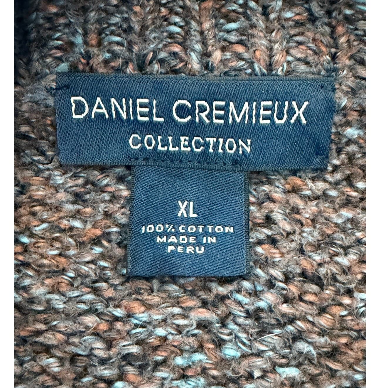 Daniel Cremieux Collection XL Marled Full Zip Sweater Mock Neck 100% Cotton Peru - Thumbnail 4