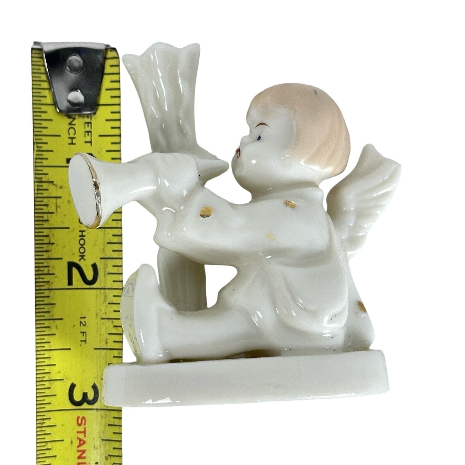 Mid-century Ceramic Cherub Angel with Horn Candle Holder/Vase Japan Vintage VG - Thumbnail 7