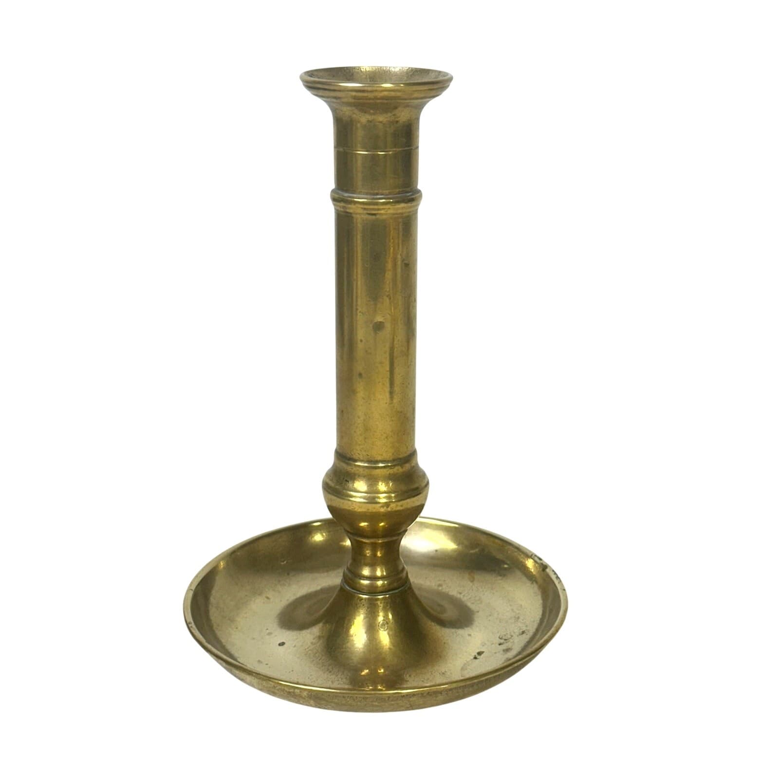 European Antique Early 20th Century Brass 7.75" Candlestick w/Ejector Mechanism - Thumbnail 4