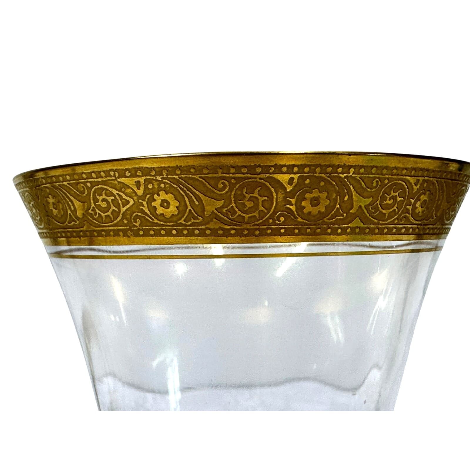 Tiffin-Franciscan Crystal Optic Gold Encrusted Bowl/Tumbler/Wine Glass-Chips - Thumbnail 7