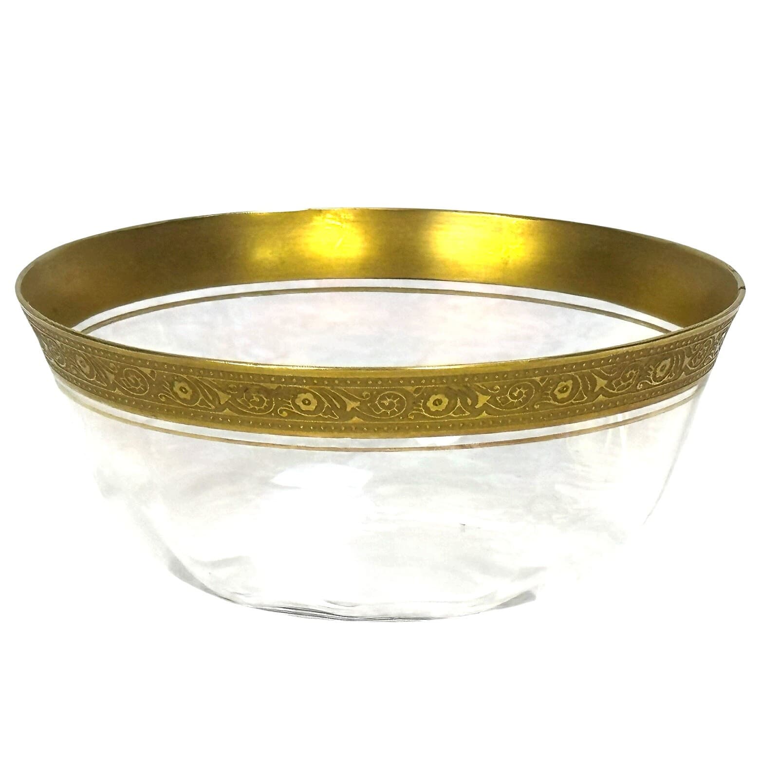 Tiffin-Franciscan Crystal Optic Gold Encrusted Bowl/Tumbler/Wine Glass-Chips - Thumbnail 4