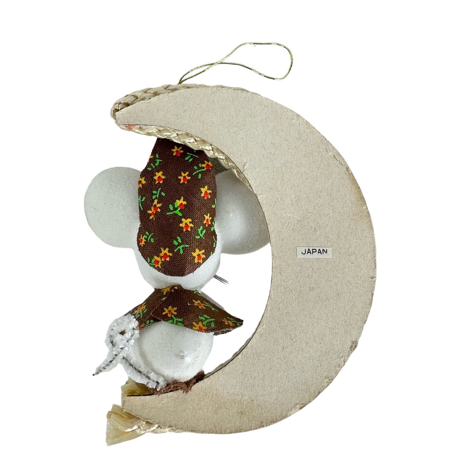 MCM Vintage Japan Mouse on Cresent Moon Ornament 3 1/2” - Thumbnail 3