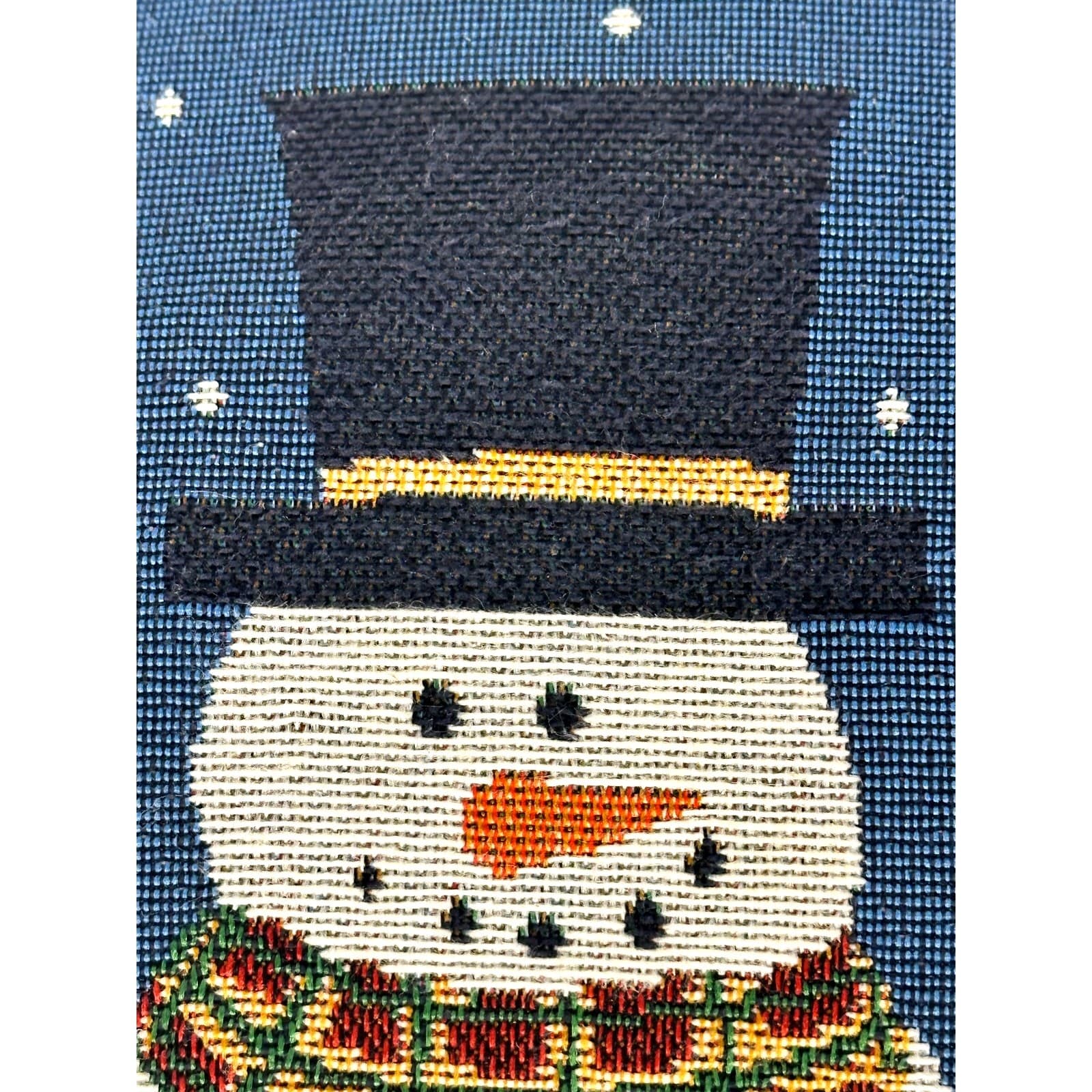Tapestry Snowman Christmas 17" Square Throw Pillow with Mitten Border-Cute! - Thumbnail 2