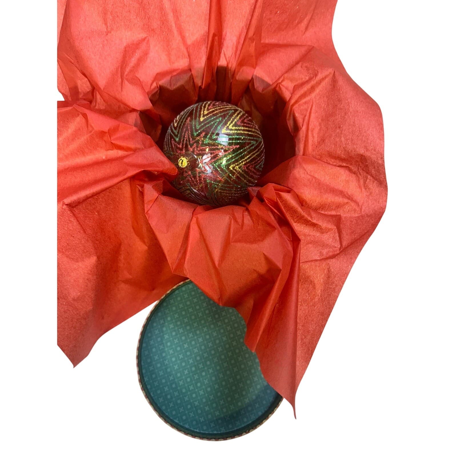 Rare Blown Glass Made in Italy Christmas Ornament w/Intricate Glitter Detailing - Thumbnail 5