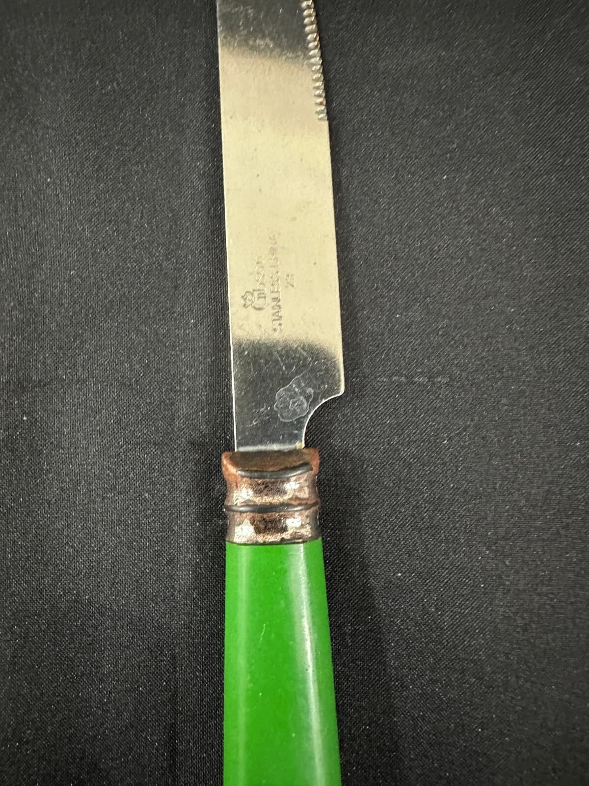 Gibson Vintage Stainless Green Handle Poinsettia-Christmas Charm Knife-Rare! - Thumbnail 3