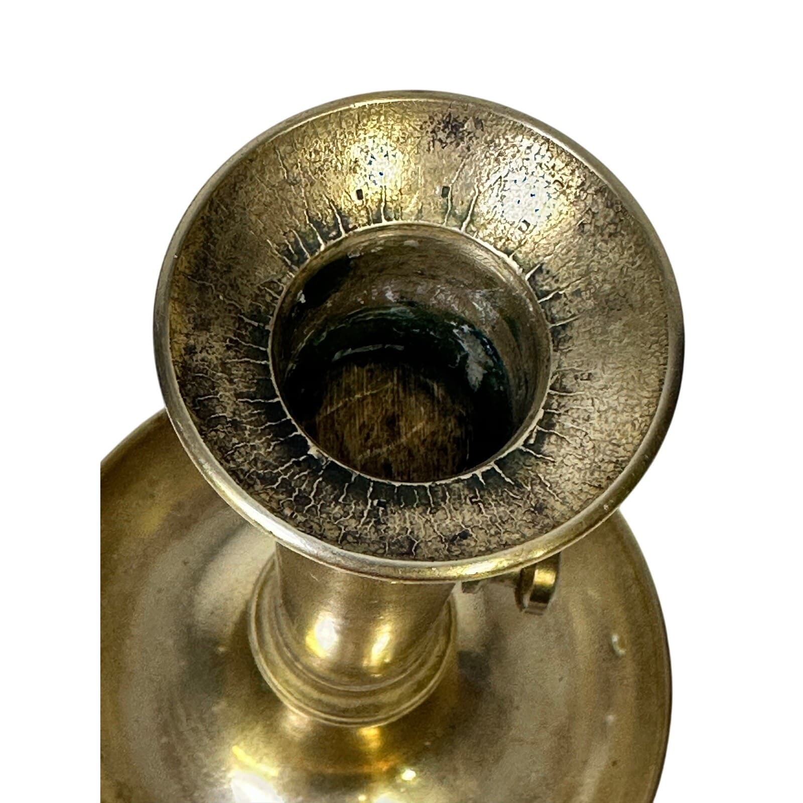 European Antique Early 20th Century Brass 7.75" Candlestick w/Ejector Mechanism - Thumbnail 7