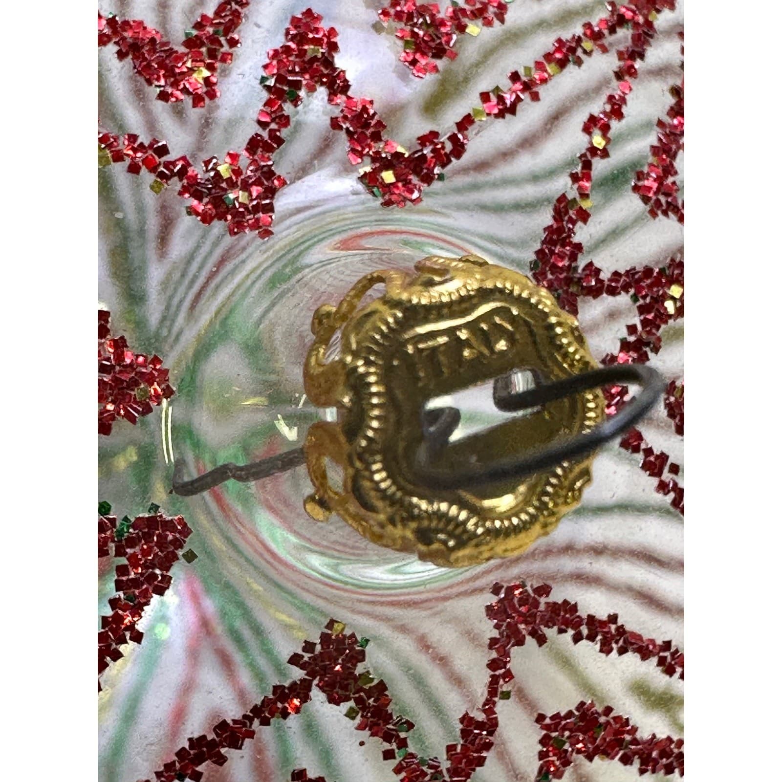 Rare Blown Glass Made in Italy Christmas Ornament w/Intricate Glitter Detailing - Thumbnail 4