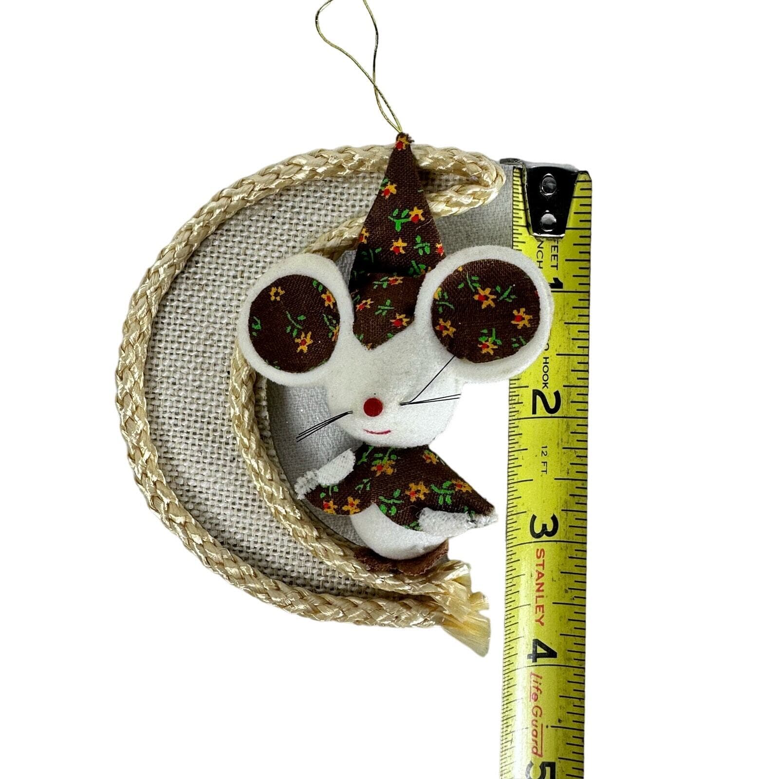 MCM Vintage Japan Mouse on Cresent Moon Ornament 3 1/2” - Thumbnail 4