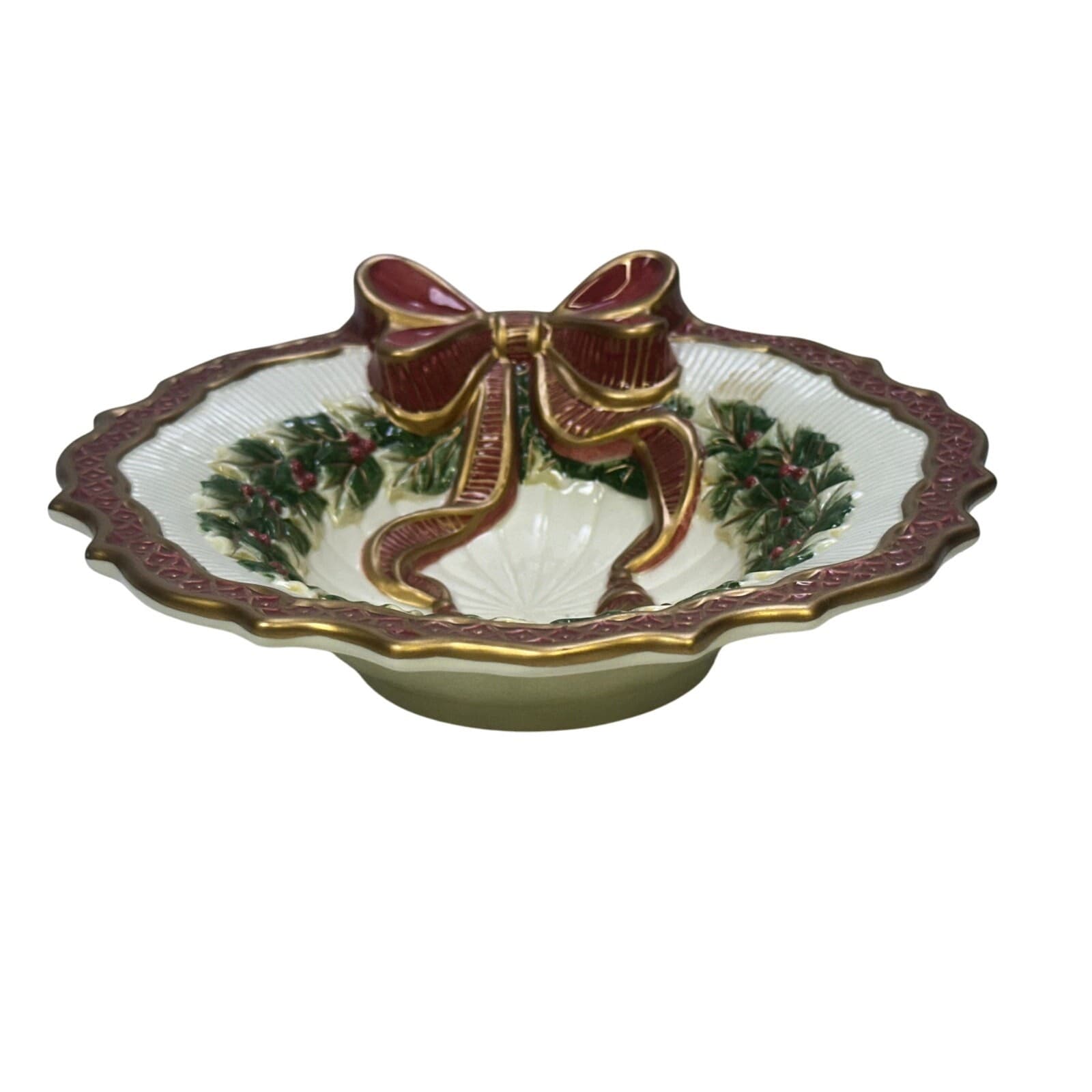 Fitz and Floyd Noel Collection 7" Open Candy Dish-Excellent - Thumbnail 2
