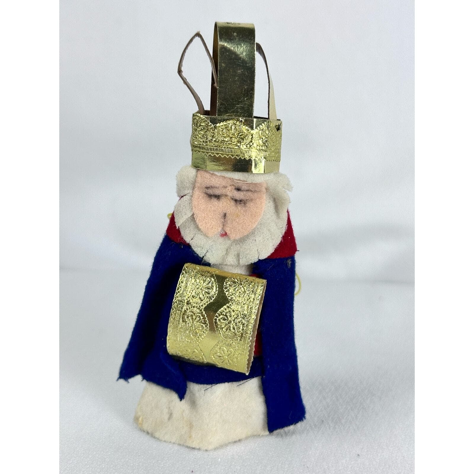 Nativity Wiseman Vintage Mid-Century Japan Felt & Gold Foil Cardboard Ornament