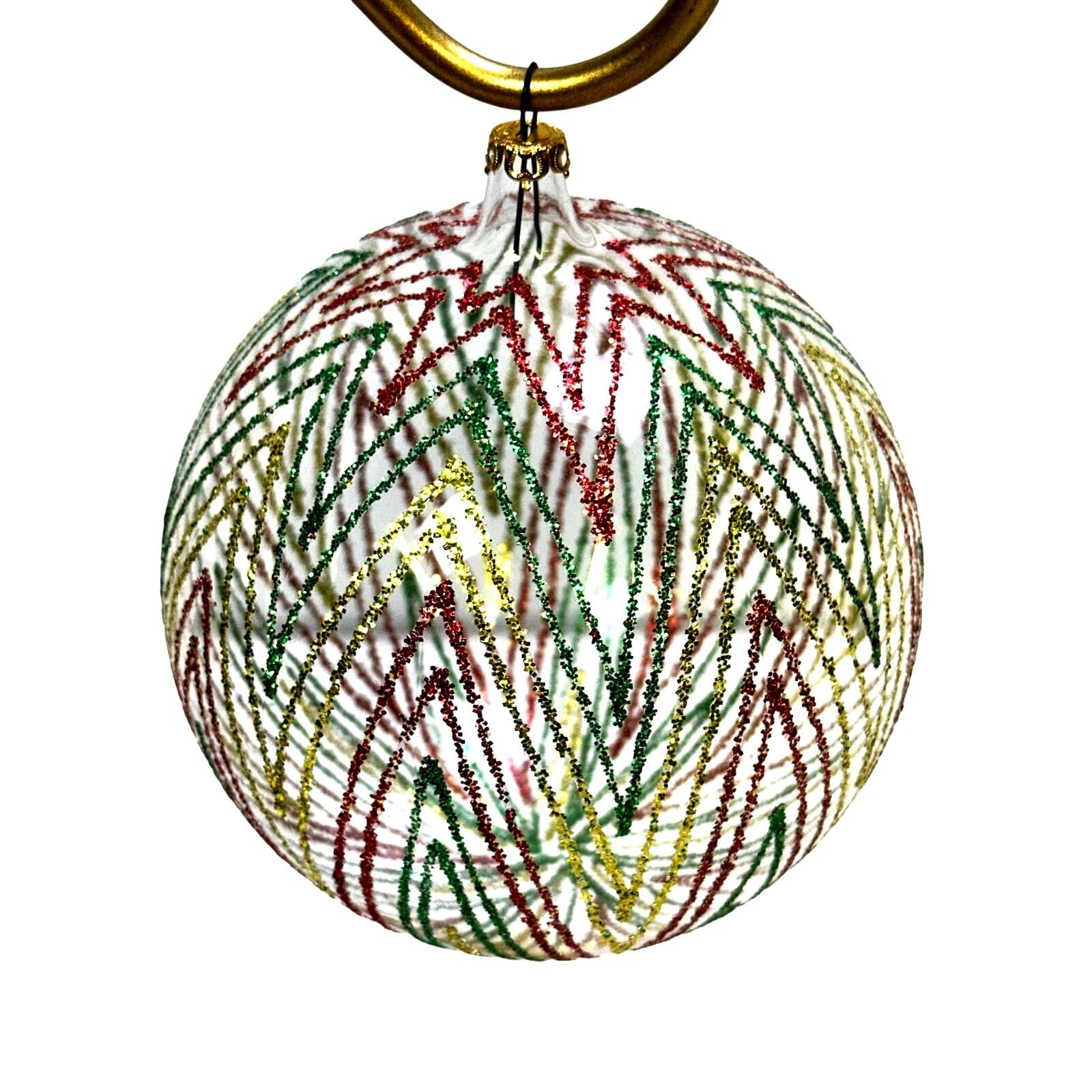 Rare Blown Glass Made in Italy Christmas Ornament w/Intricate Glitter Detailing - Thumbnail 2