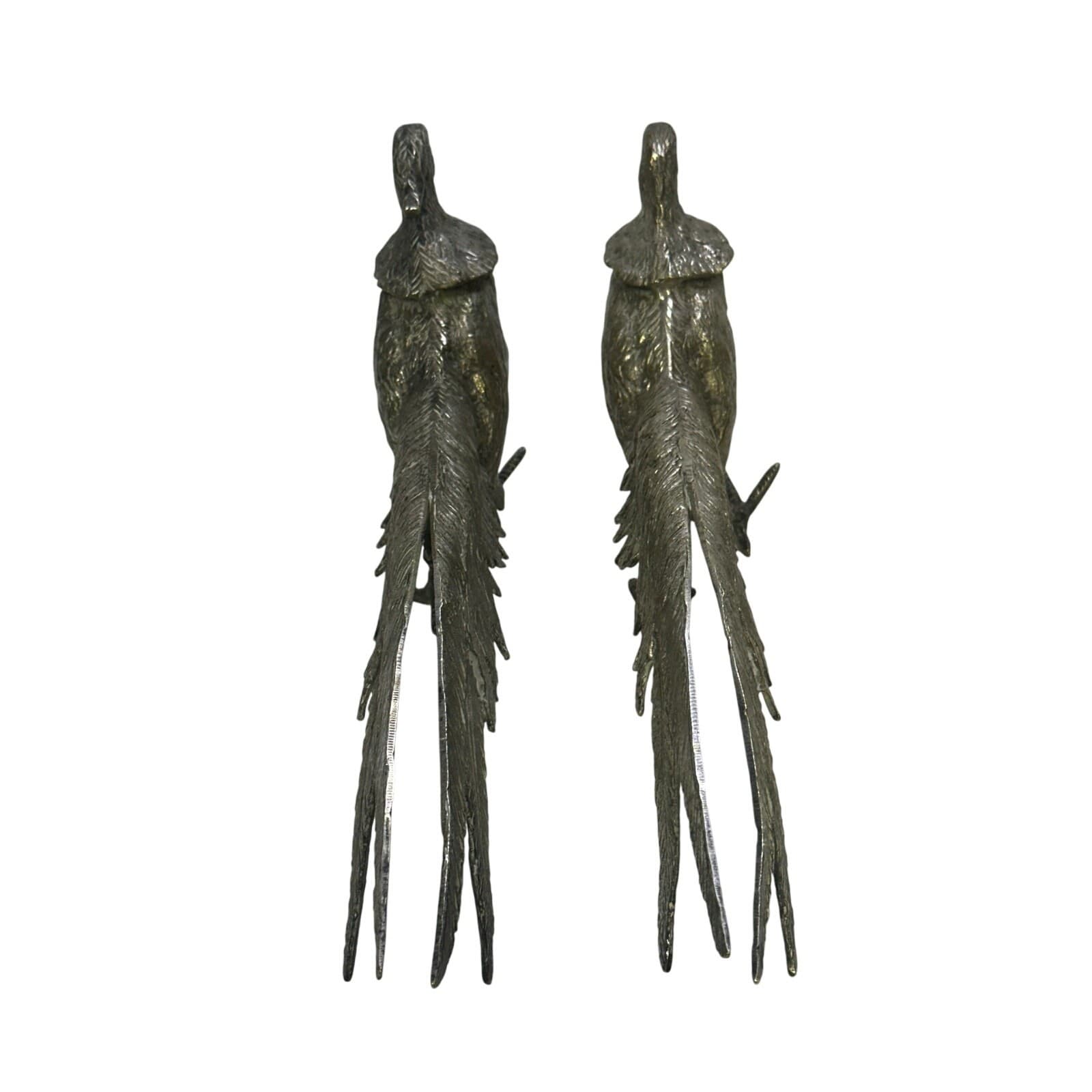 Mid-Century Silverplate Pair of 11" Vintage Figurines Pheasants-Stunning - Thumbnail 4