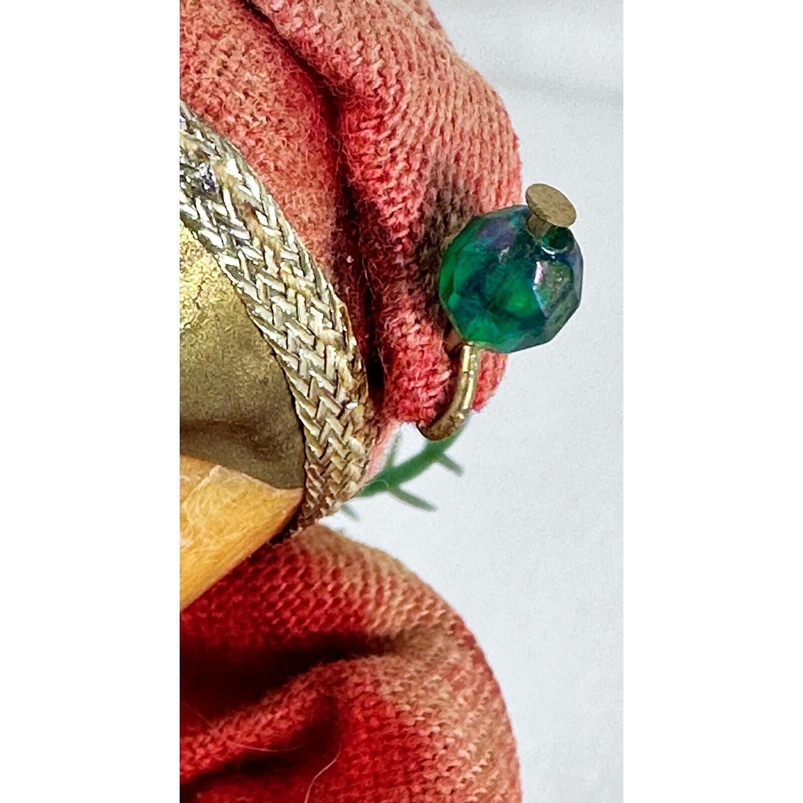 Mid-Century Pixie/elf figure w/ harp & green bead on hat 4” VG for age - Thumbnail 6