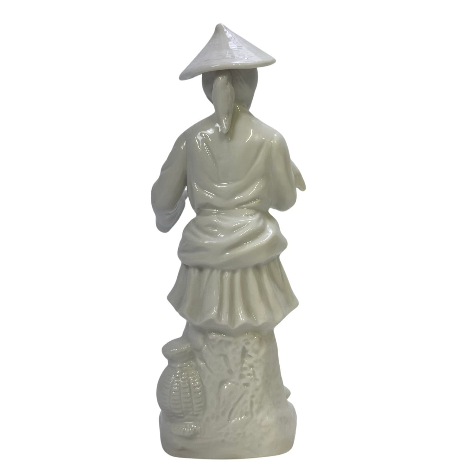Blanc de Chine White Porcelain Vintage 'Man with Bird' 8" Figurine - Thumbnail 3