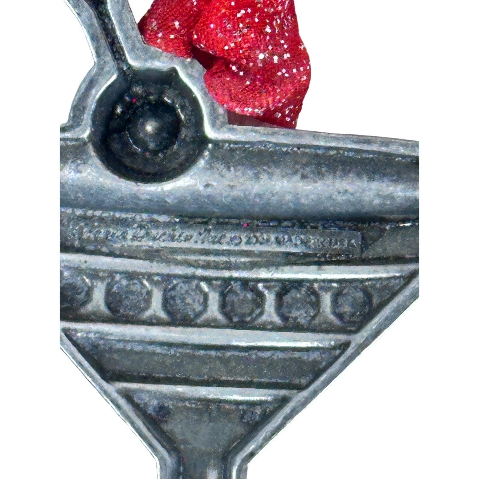 2 Gloria Duchin 2008 Pewter Martini w red SWAVAROSKI Crystal Christmas ornaments - Thumbnail 7