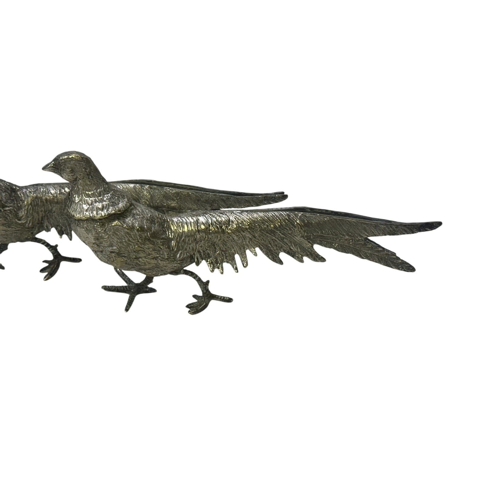 Mid-Century Silverplate Pair of 11" Vintage Figurines Pheasants-Stunning - Thumbnail 2