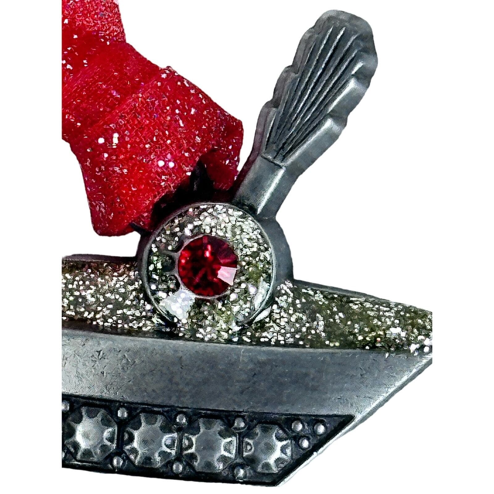 2 Gloria Duchin 2008 Pewter Martini w red SWAVAROSKI Crystal Christmas ornaments - Thumbnail 3