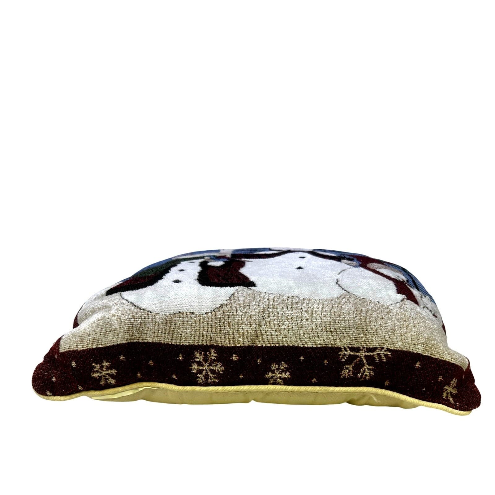 Snowman Family Christmas Vintage Tapestry Style 15" Square Throw Pillow - Thumbnail 4