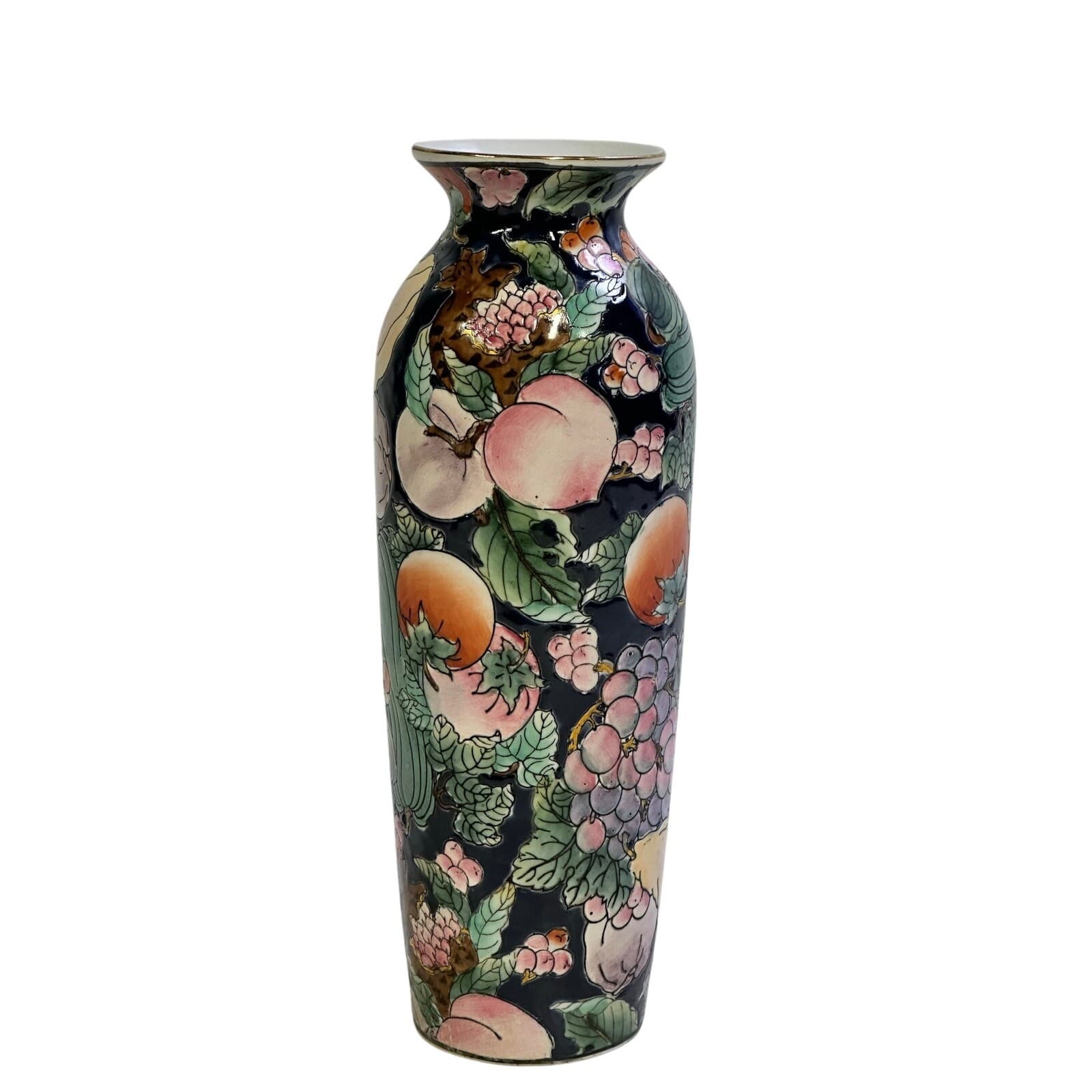 Chinese Vintage Chinoiserie 'Empire Collection' Vase Handpainted Canton Province - Thumbnail 2