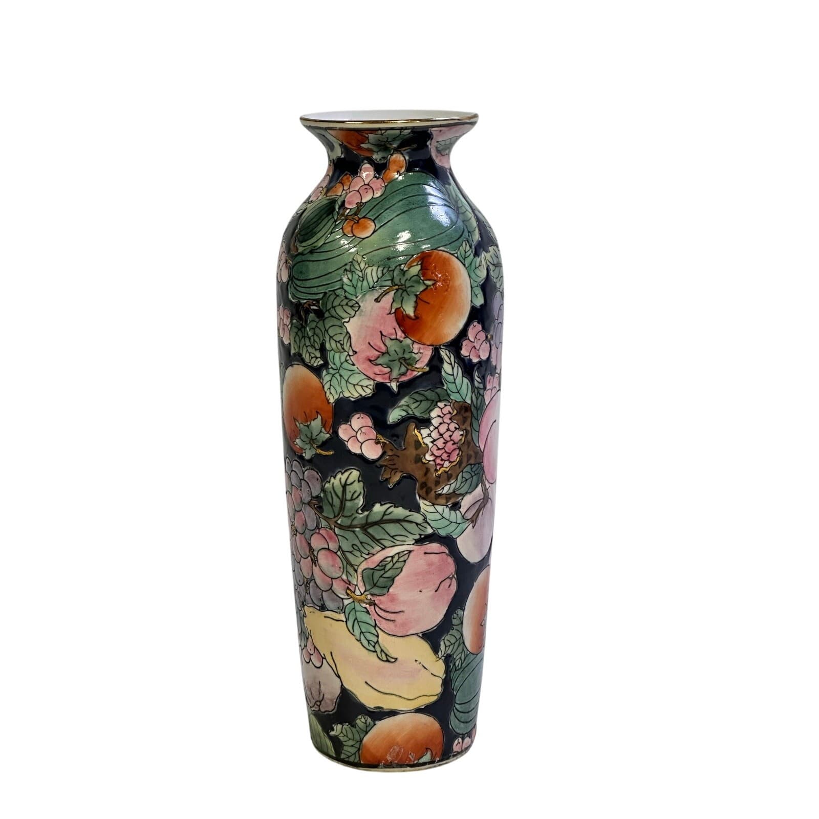 Chinese Vintage Chinoiserie 'Empire Collection' Vase Handpainted Canton Province - Thumbnail 3