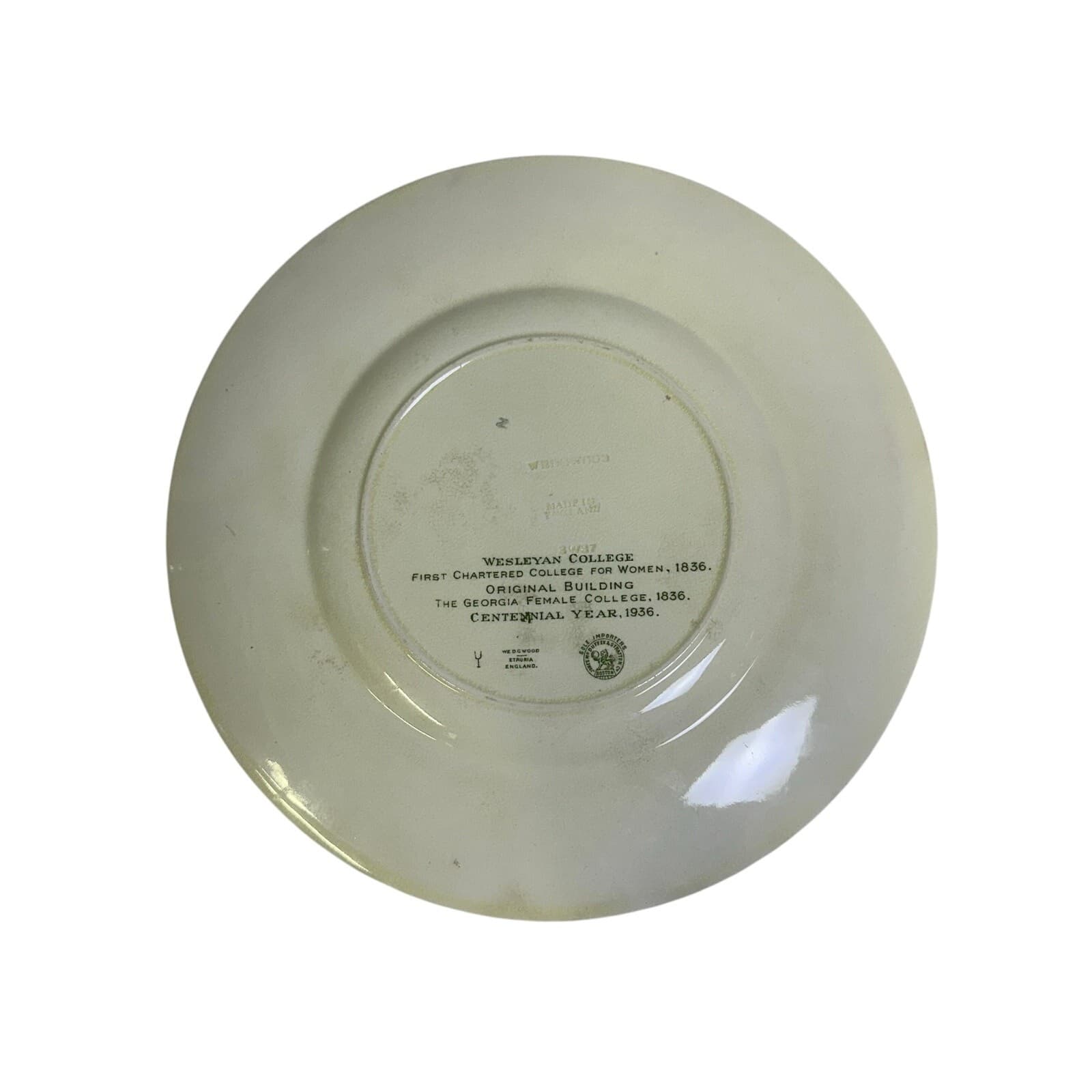 Wedgwood England Commemorative 1936 Centennial Plate Wesleyan College for Women - Thumbnail 7