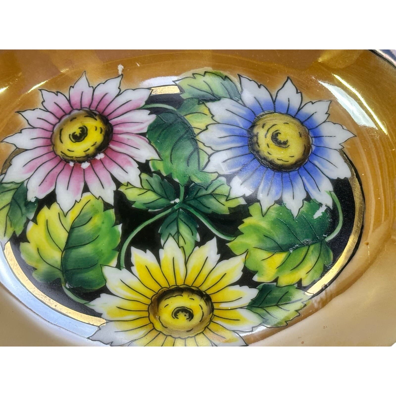 Noritake Japan Vintage Elegant Lusterware Hand Painted Florals Gold Accents - Thumbnail 5