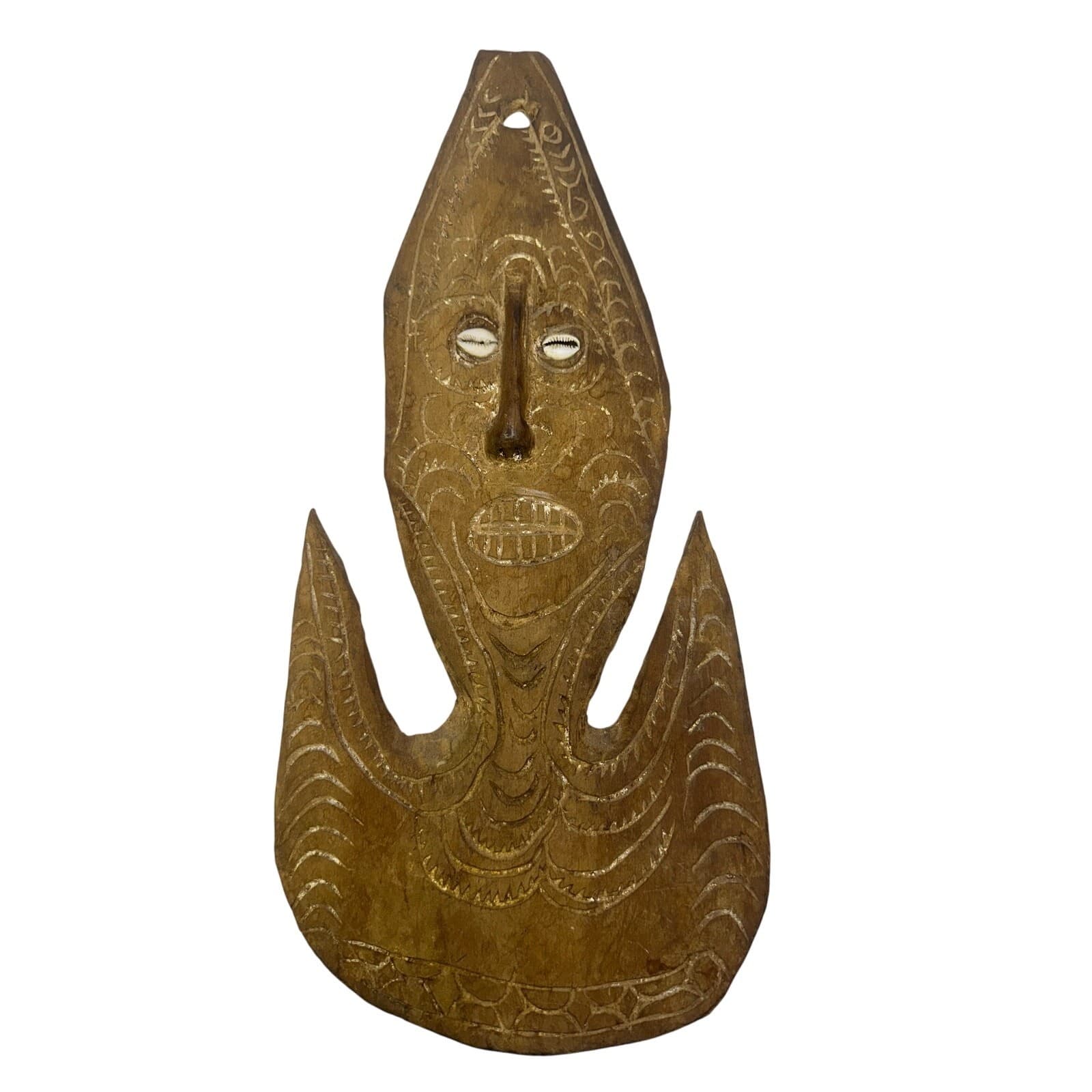 Sepik River Papua New Guinea Vintage Hand Carved Cowrie Shells Basket Food Hook