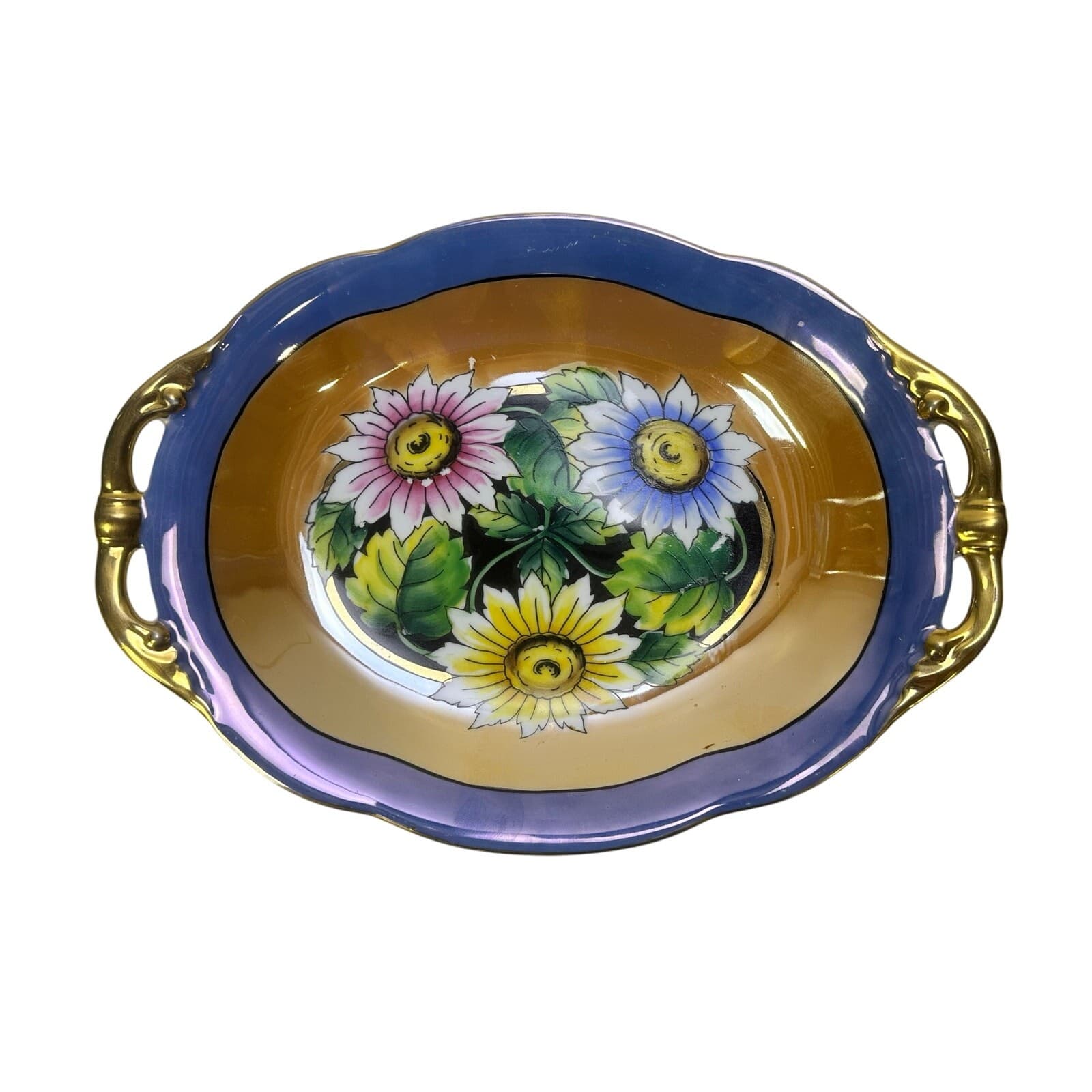Noritake Japan Vintage Elegant Lusterware Hand Painted Florals Gold Accents - Thumbnail 3