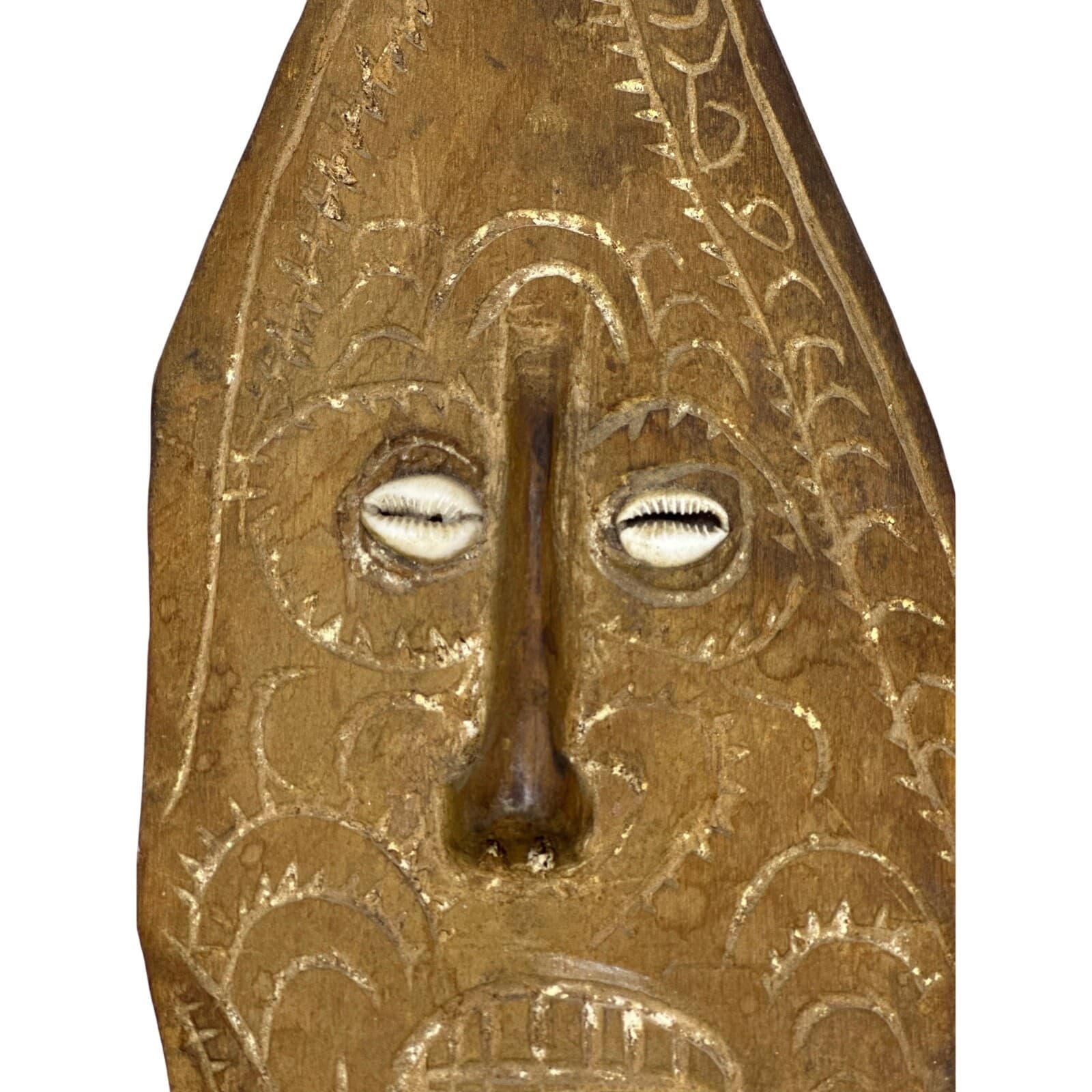 Sepik River Papua New Guinea Vintage Hand Carved Cowrie Shells Basket Food Hook - Thumbnail 2