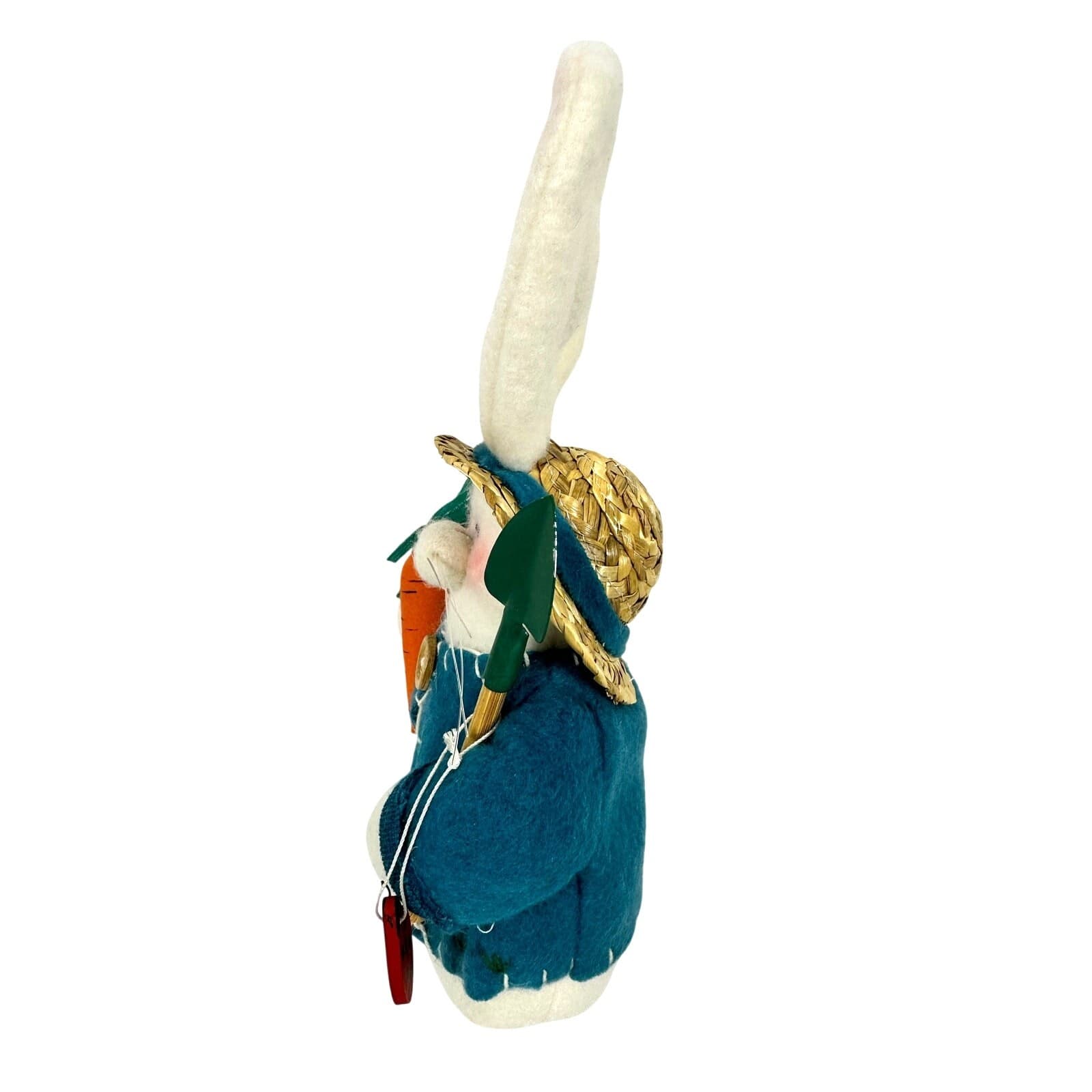 Gardening White Plush Vintage Bunny Rabbit Straw Hat Shovel Carrot Ladybug-Cute! - Thumbnail 2